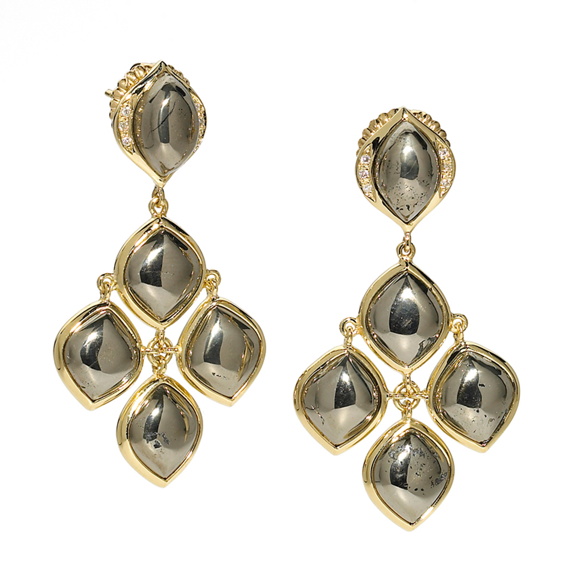 Elizabeth Showers Gold, Pyrite & Diamond Chandelier Earrings Gump's