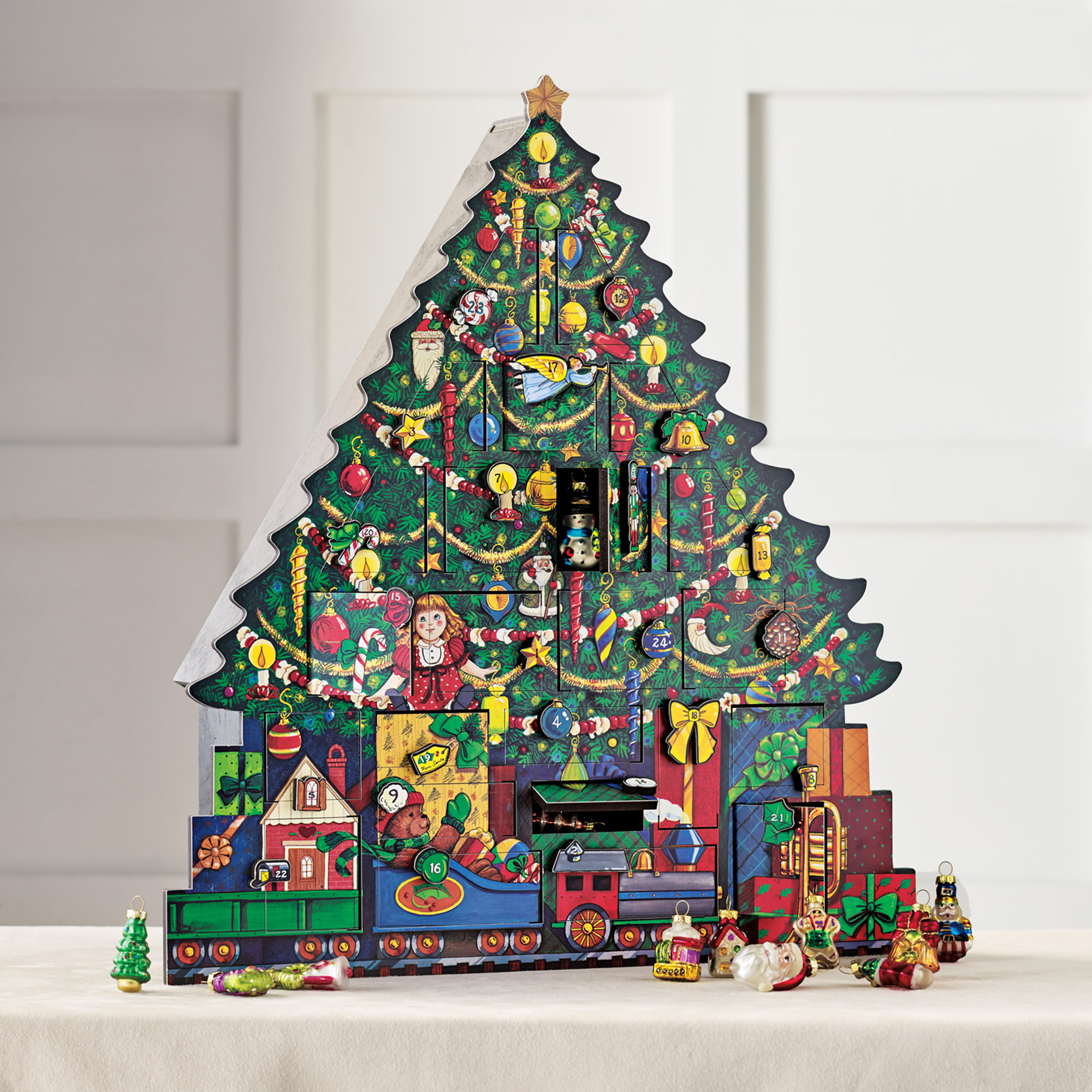 Christmas Tree Advent Calendar With Ornaments prntbl