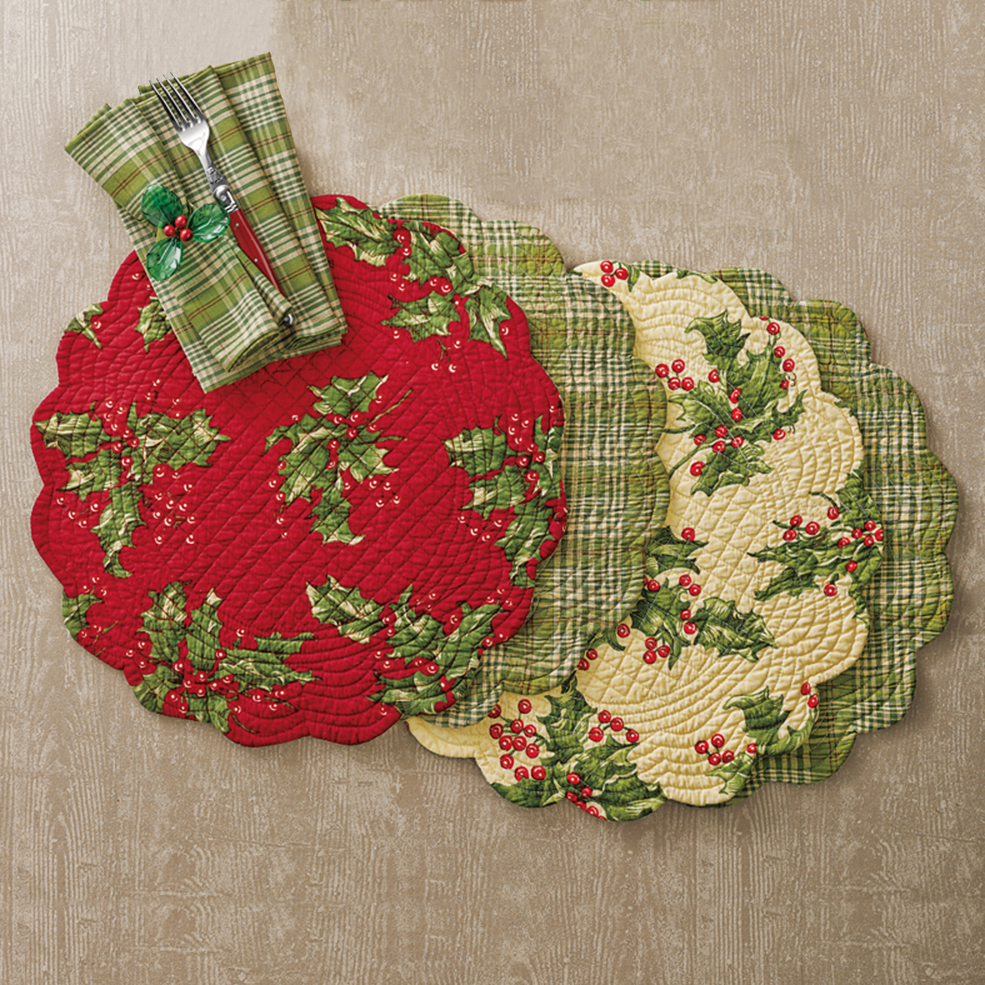 April Cornell Reversible Holly Table Linens Gump's
