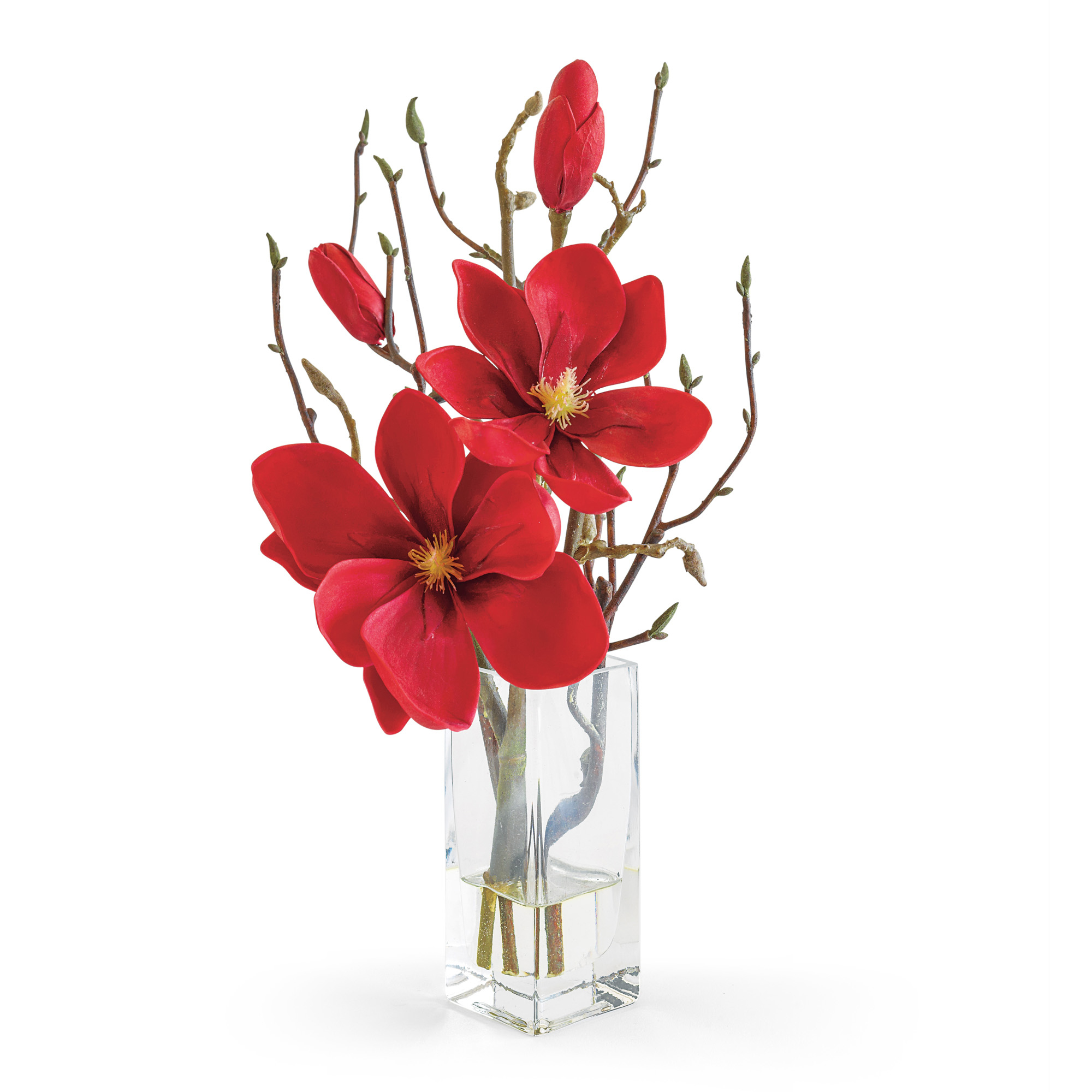 Red Magnolia Branch In Vase Gump's