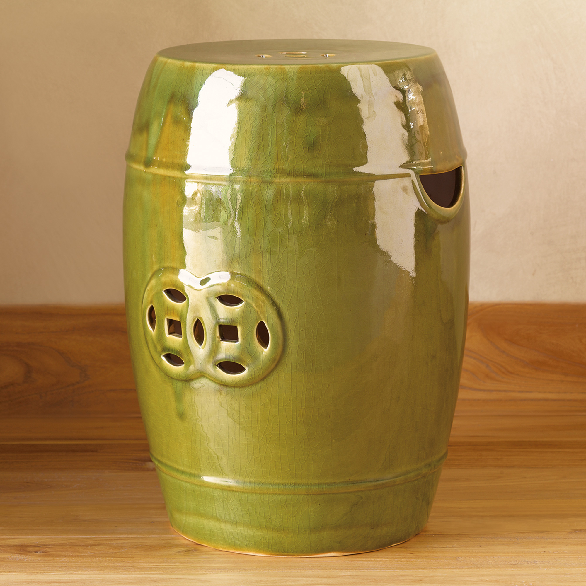 Glazed Green Garden Stool Gump's