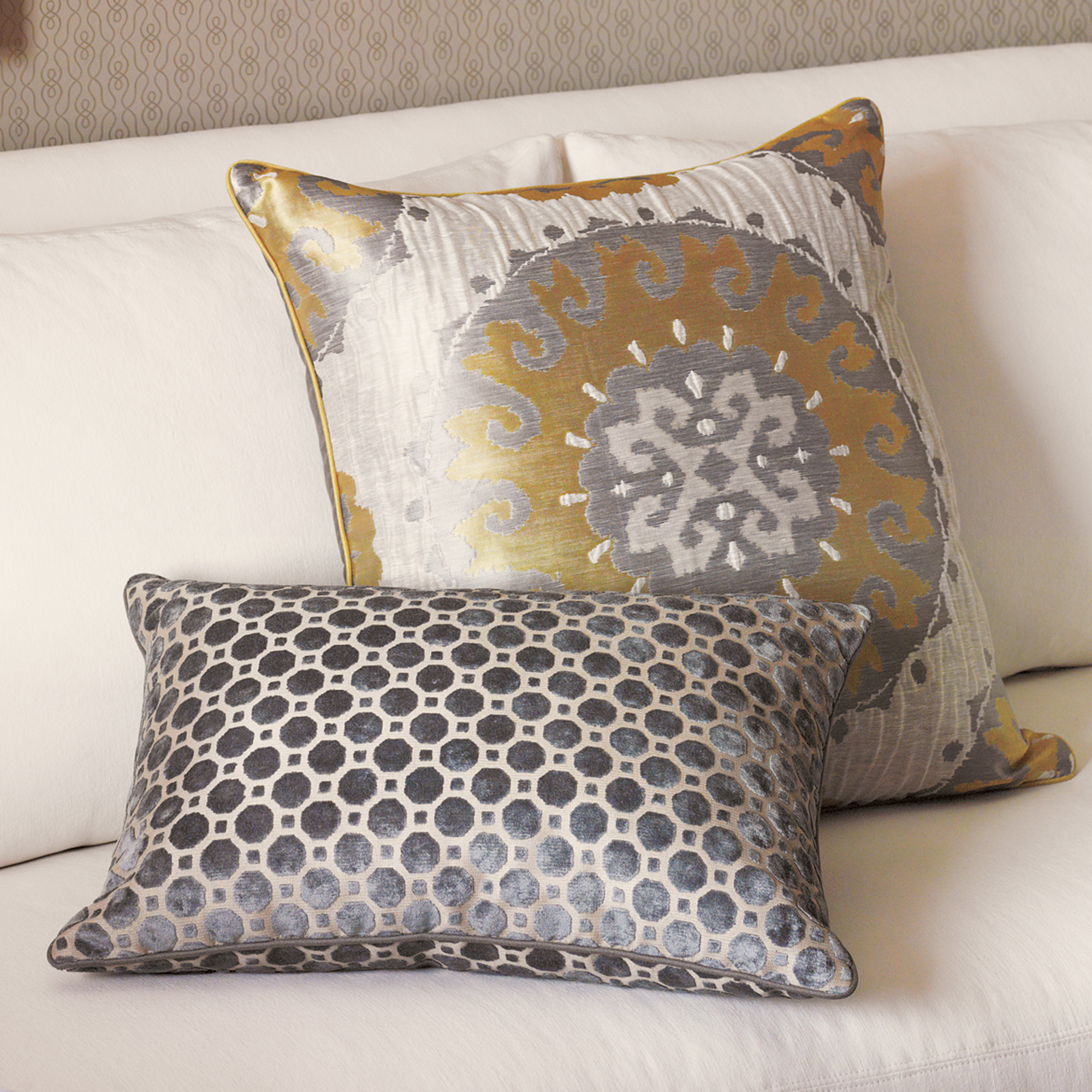 Gold Medallion & Velvet Geo Pillows Gump's