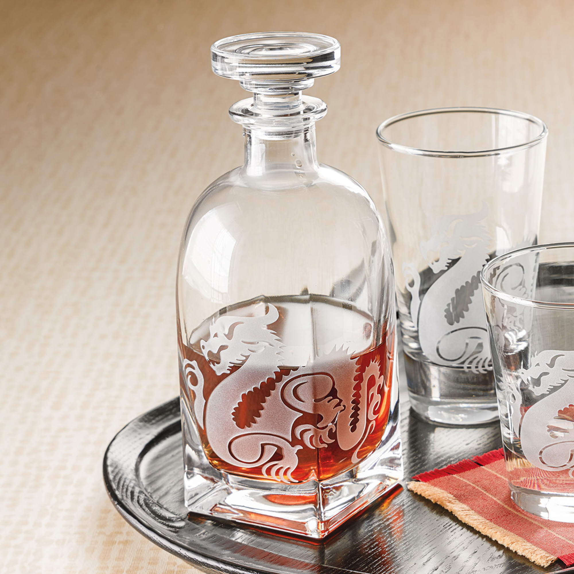 Dragon Etched Barware Gump's