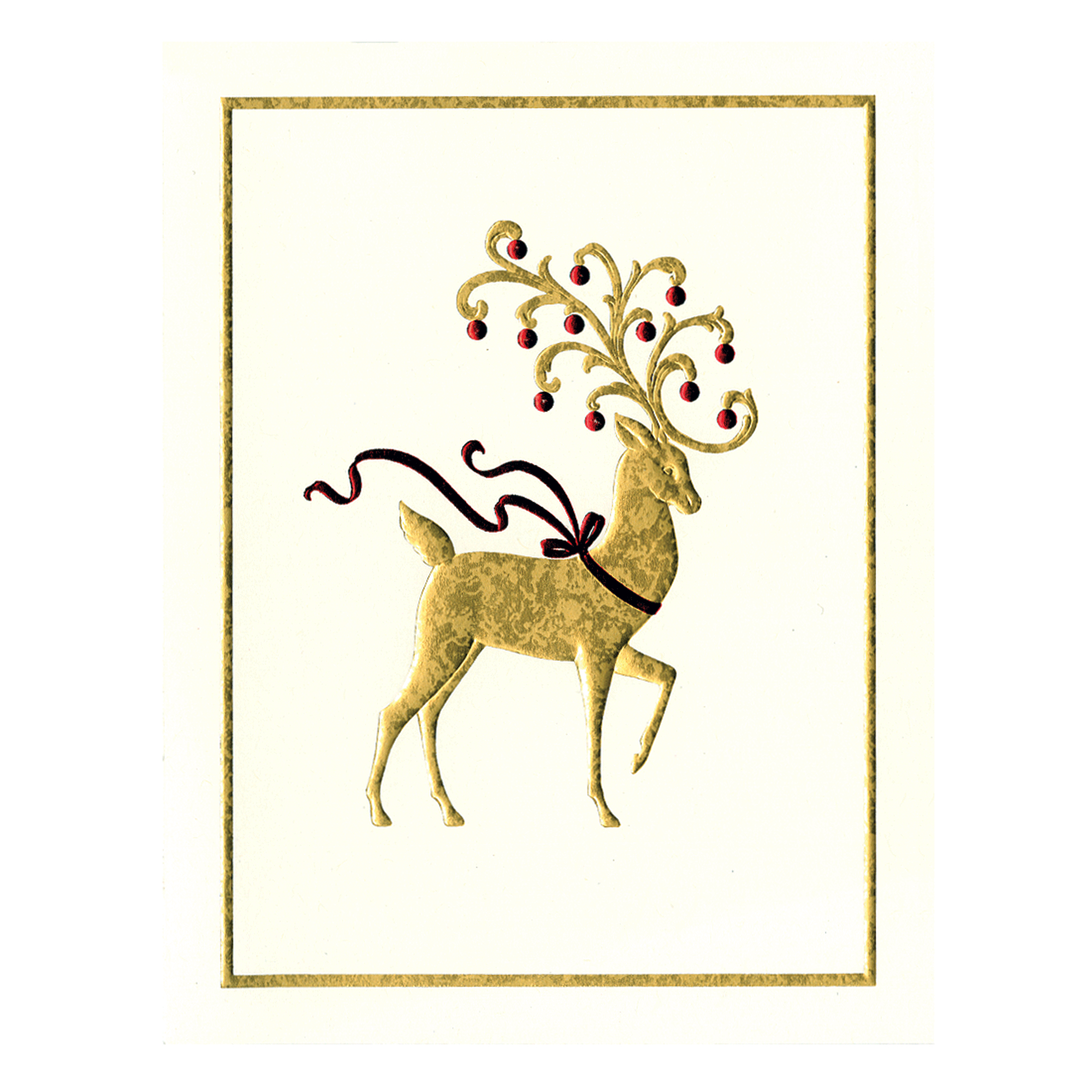Caspari Embossed Reindeer Cards, Set of 20 Gump's