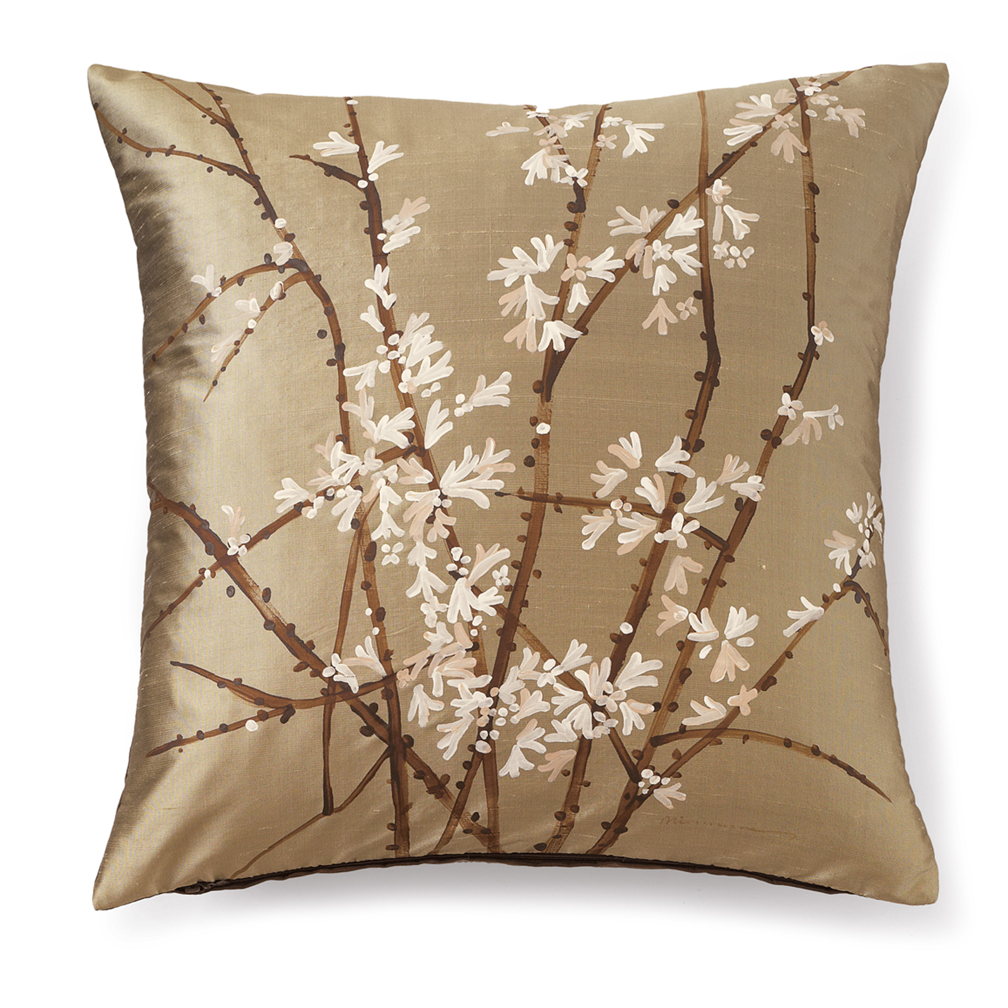 Handpainted Silk Cherry Blossom Pillow Gump's