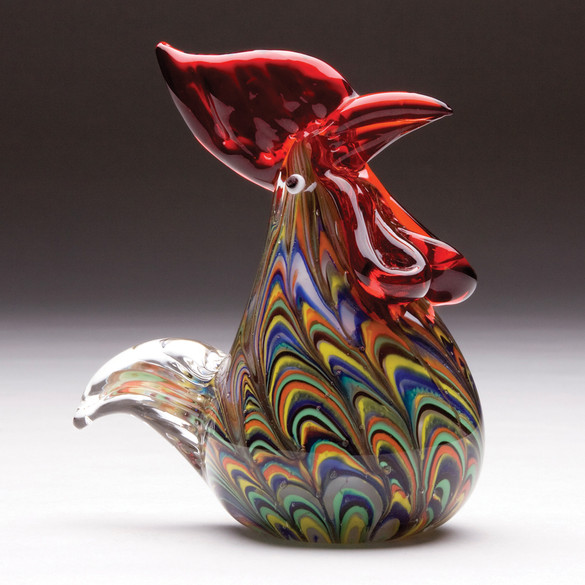 glass rooster statue