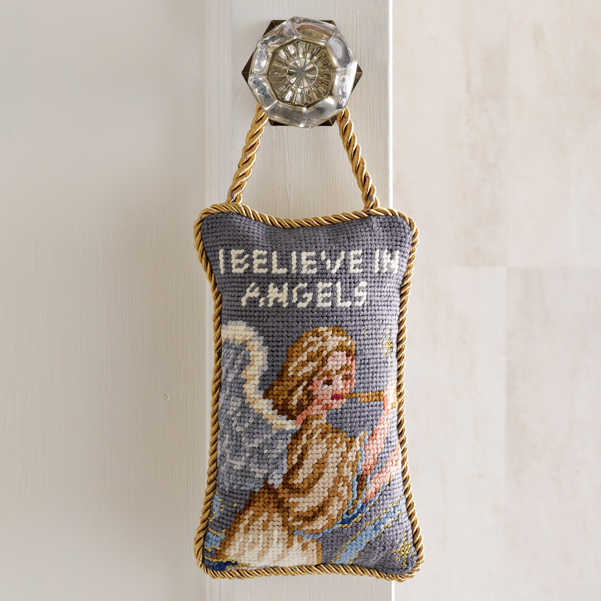 Angel Needlepoint Door Hanger, Blue Gump's