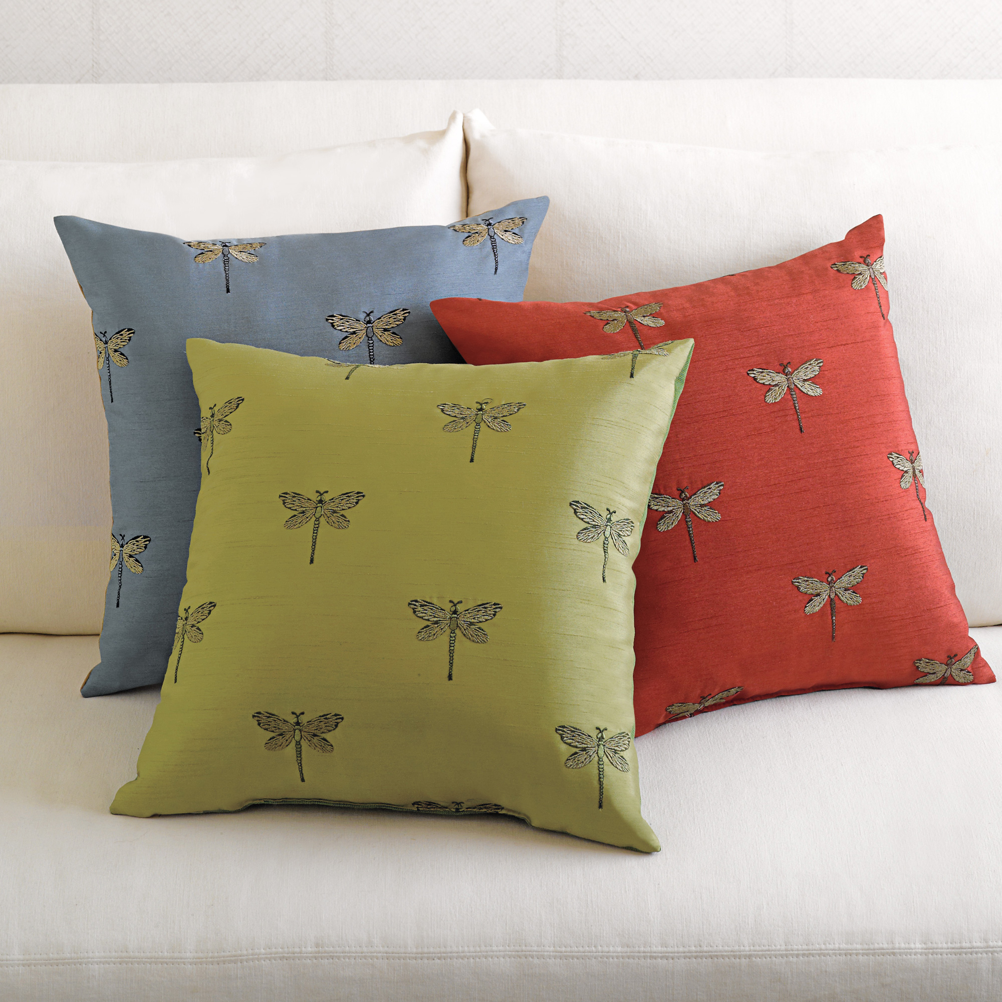 Embroidered Dragonfly Pillow Gump's