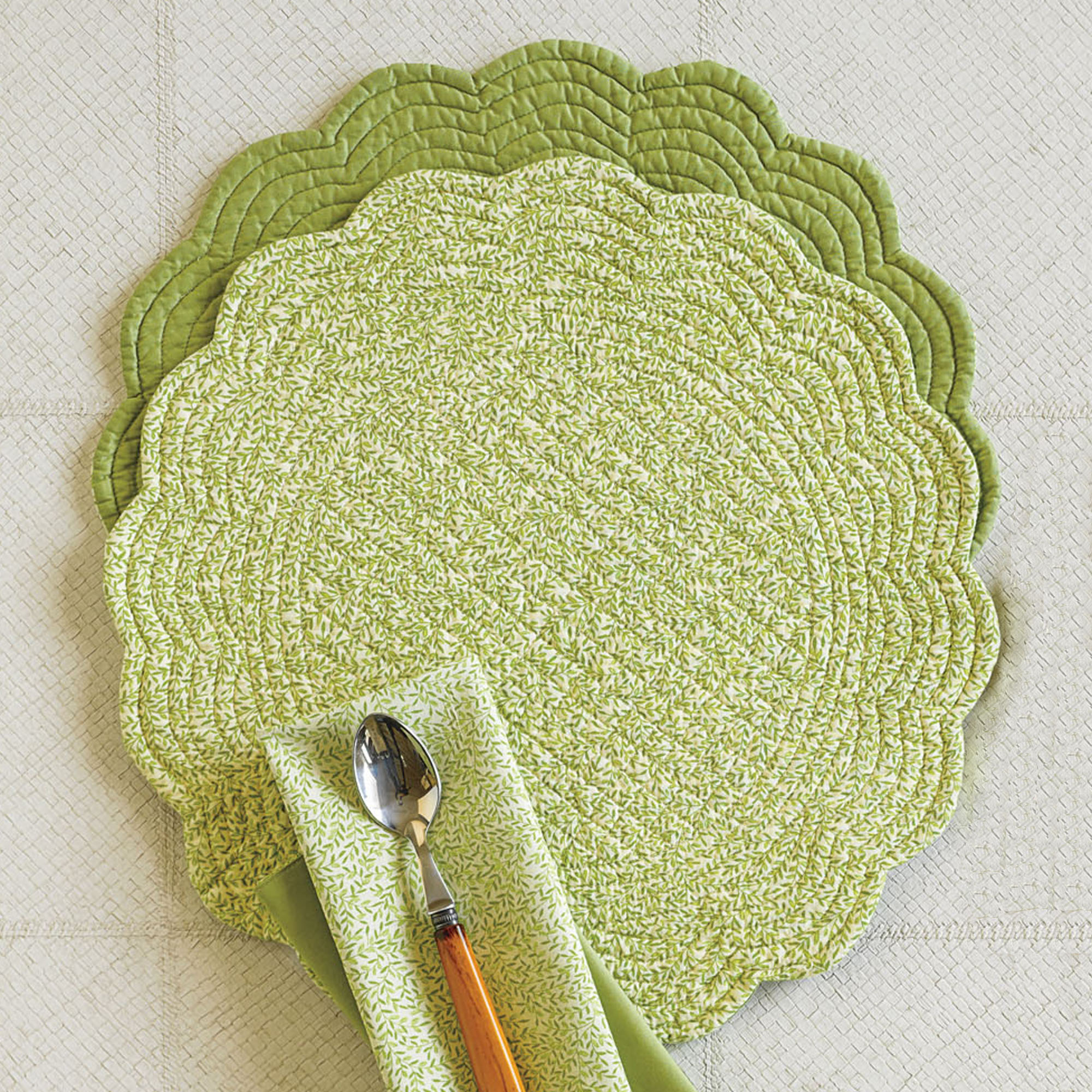 Charleston Reversible Green Table Linens Gump's