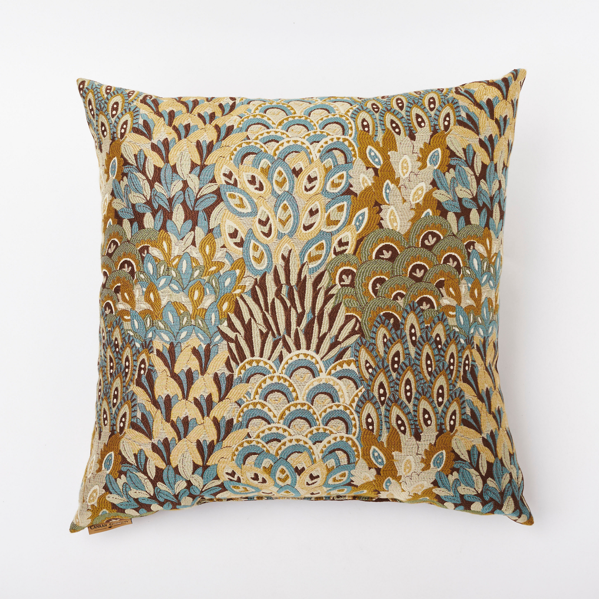 Dandeli Peacock Feather Pillow Gump's