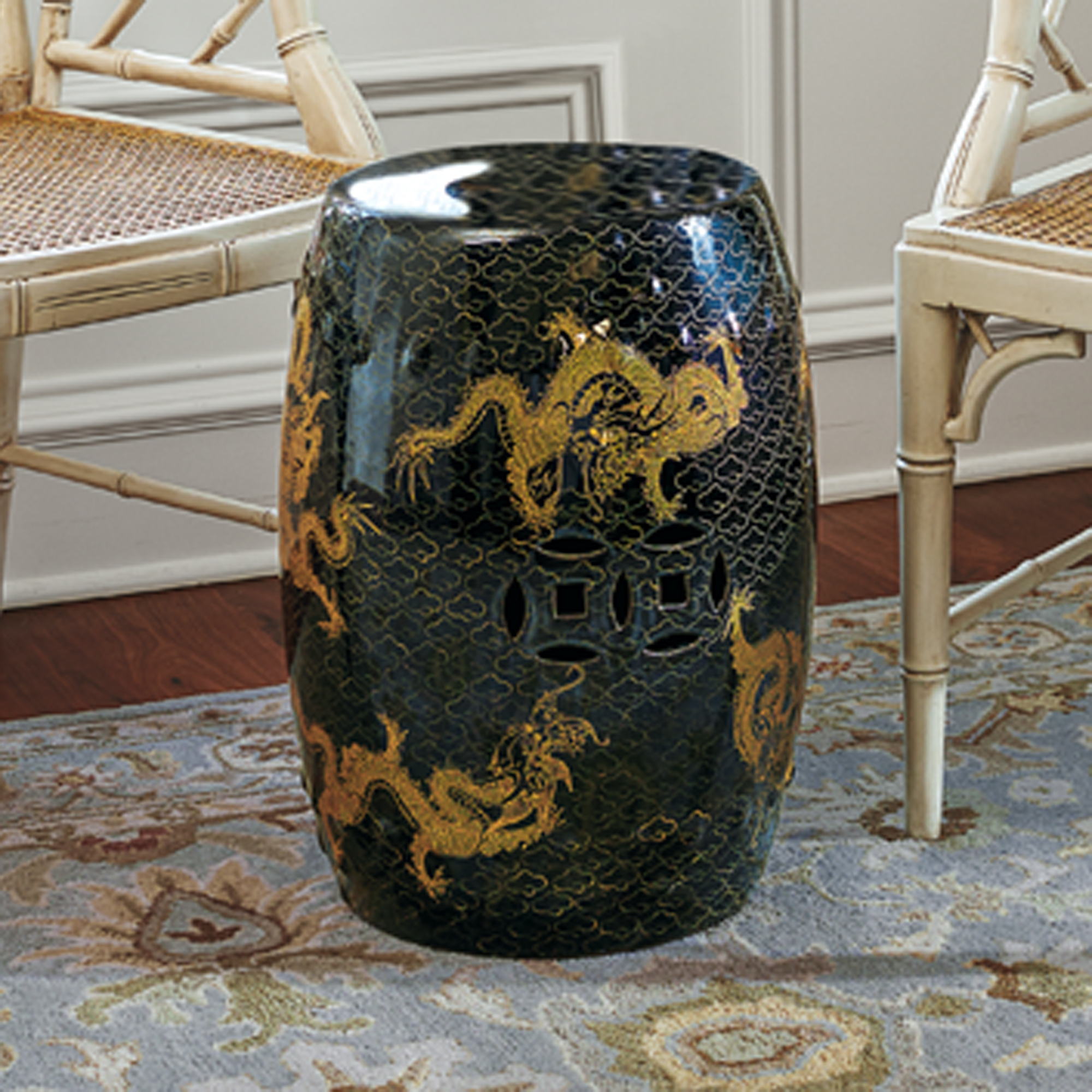 Imperial Dragon Garden Stool, Black Gump's