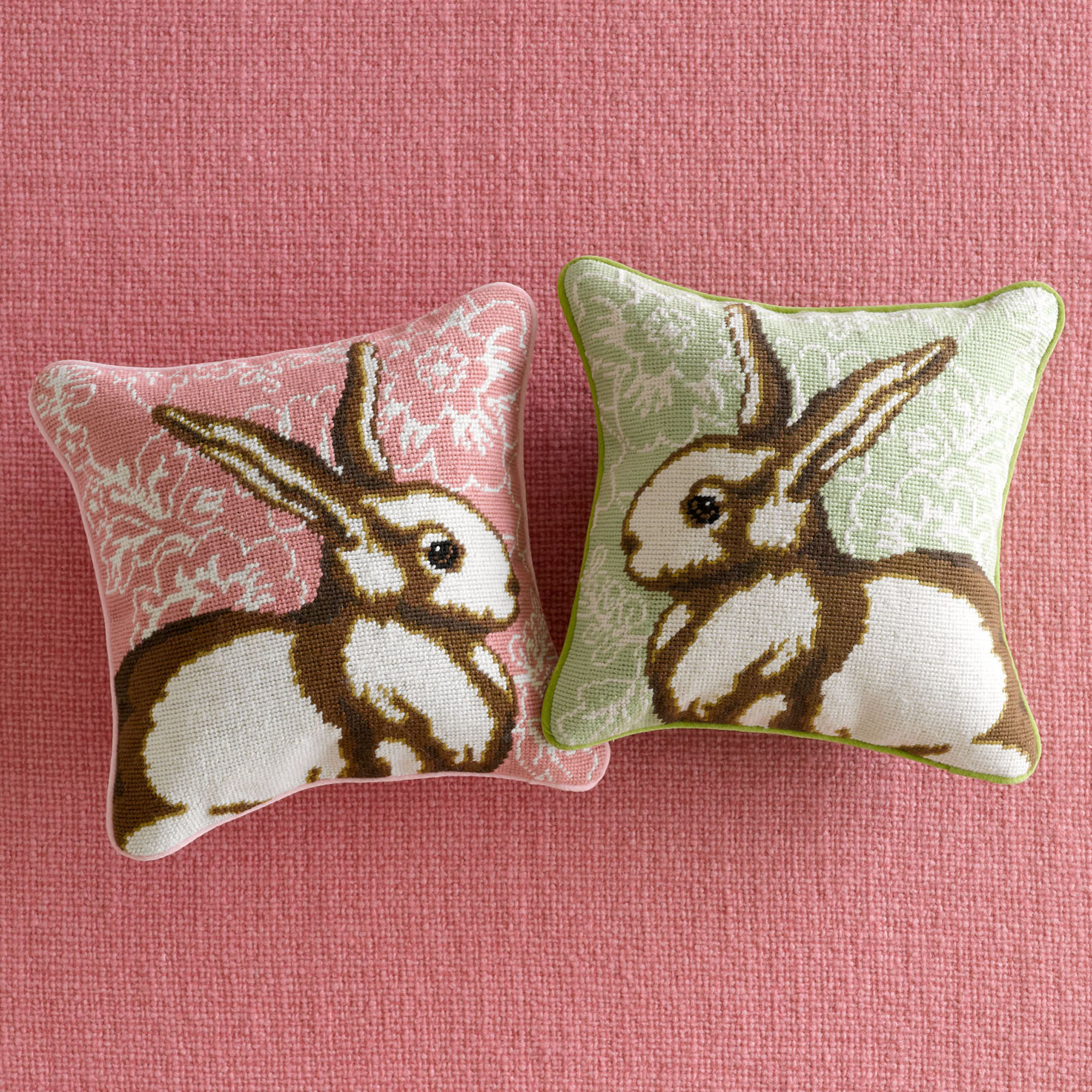 needlepoint bunny pillow