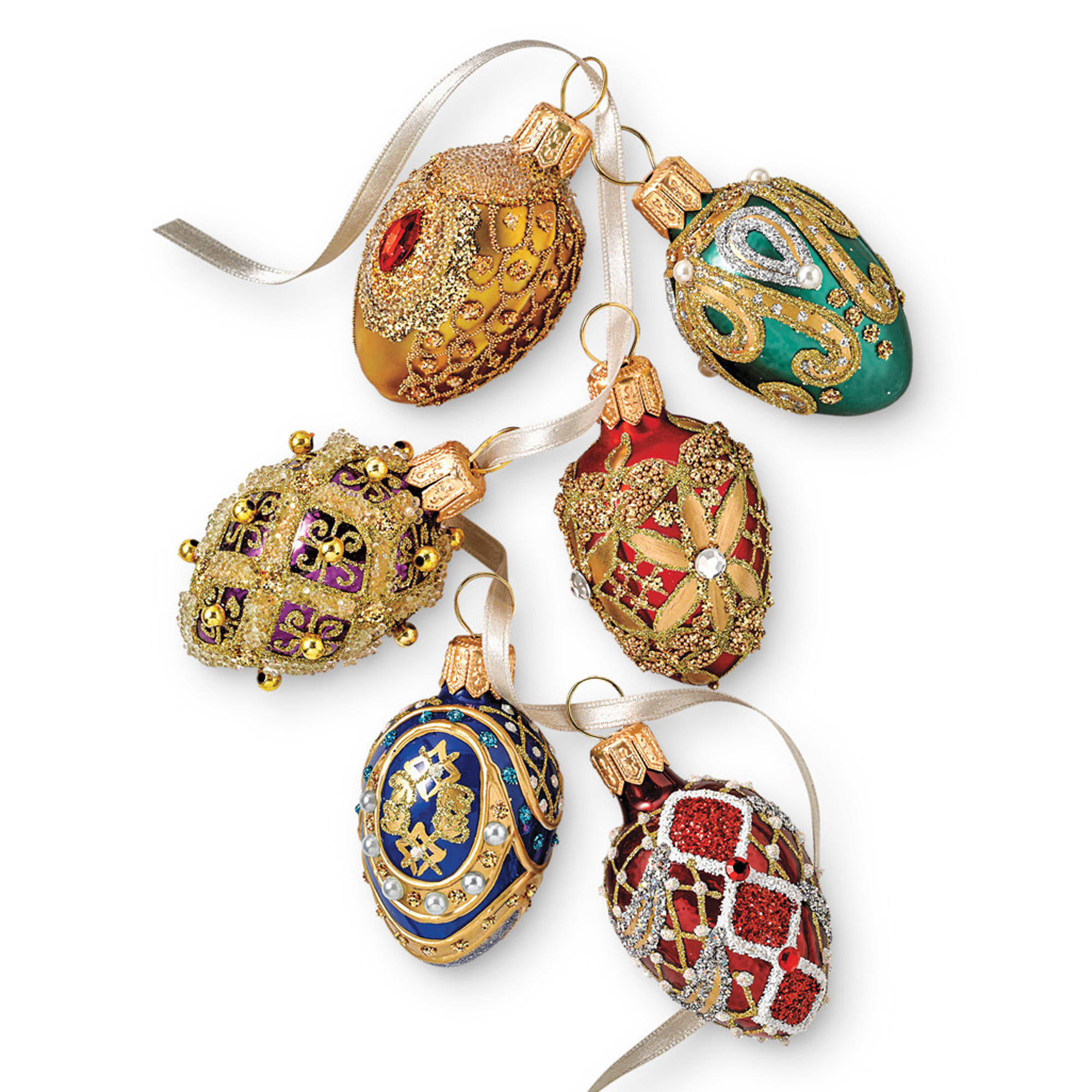 Jeweled Egg Christmas Ornaments, Set Of 6 Gump's
