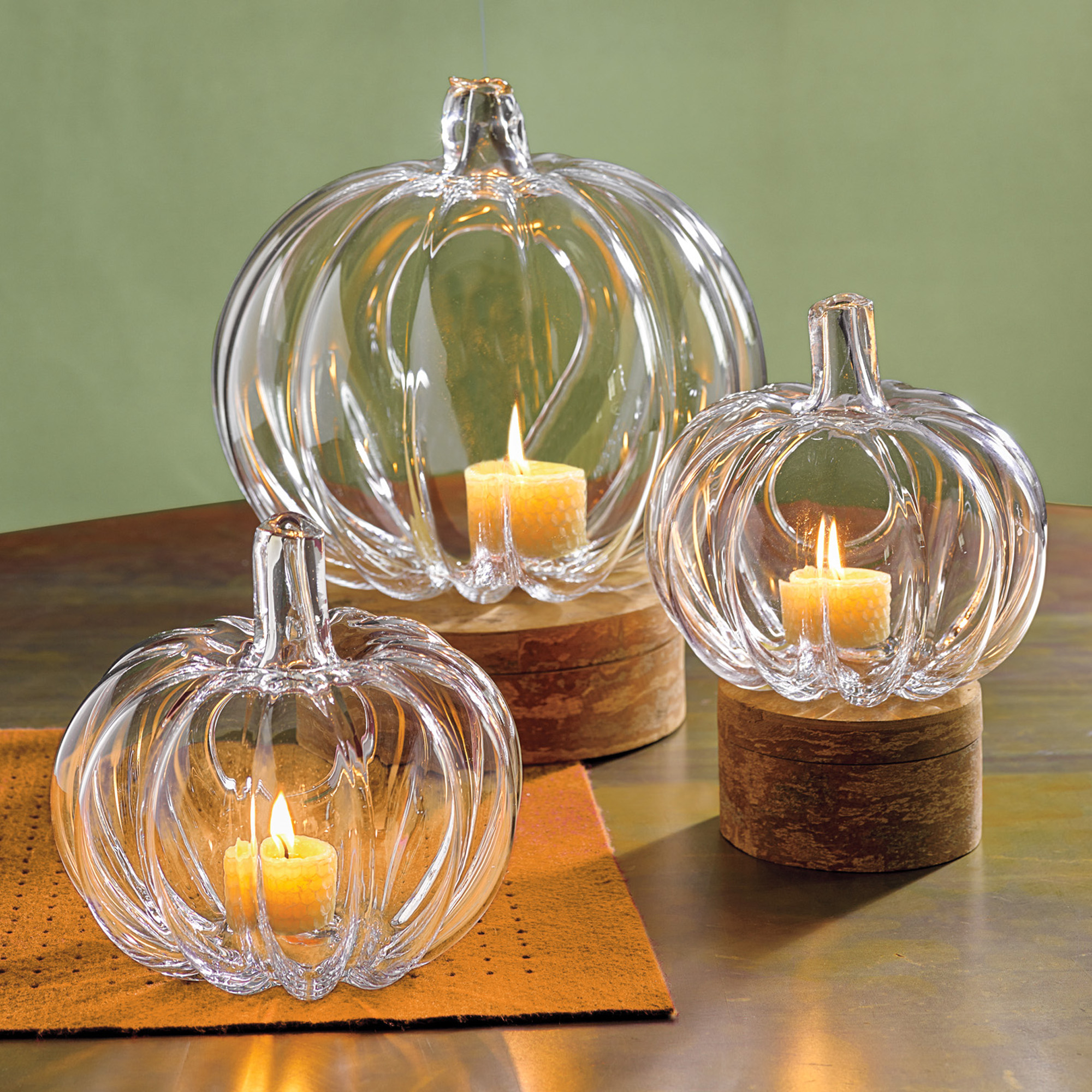 Glass Pumpkin Candleholders | Gump's