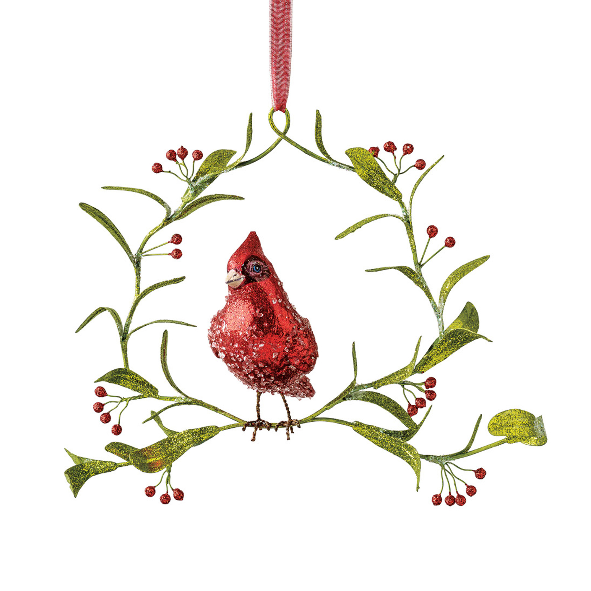 Cardinal On Wreath Christmas Ornament Gump's