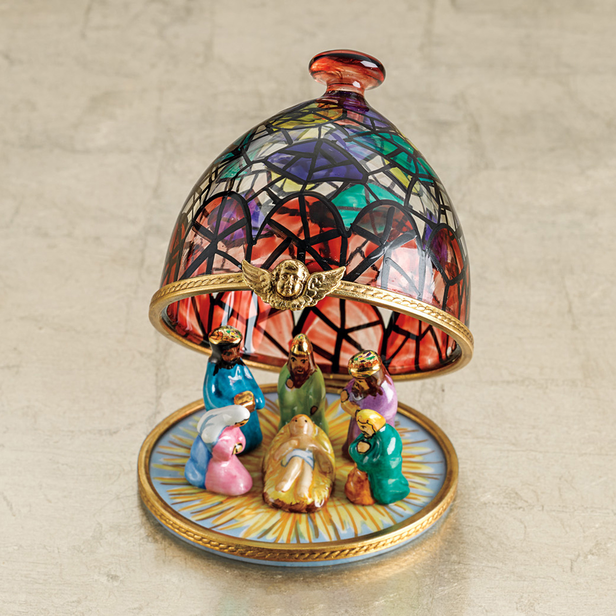 Limoges Stained Glass Dome Nativity Gump's
