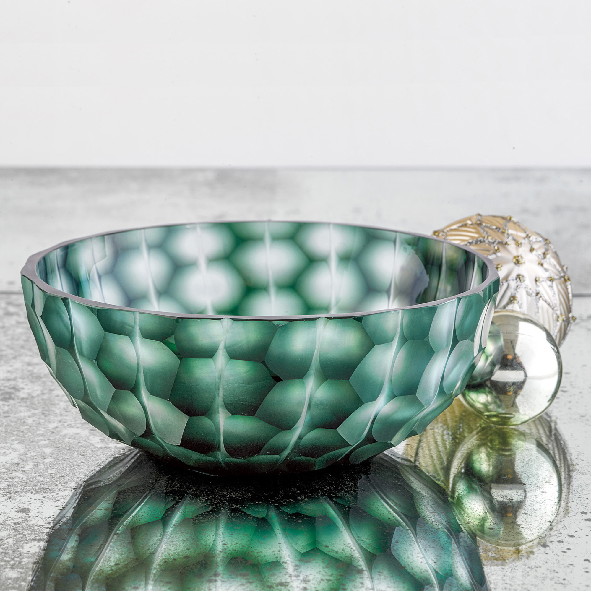 Emerald Green Cut Glass Bowl Gump's