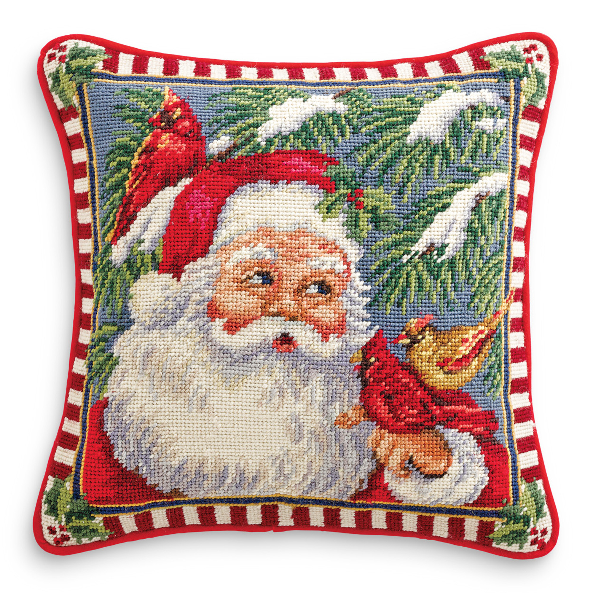 Woodland Santa Needlepoint Pillow Gump S