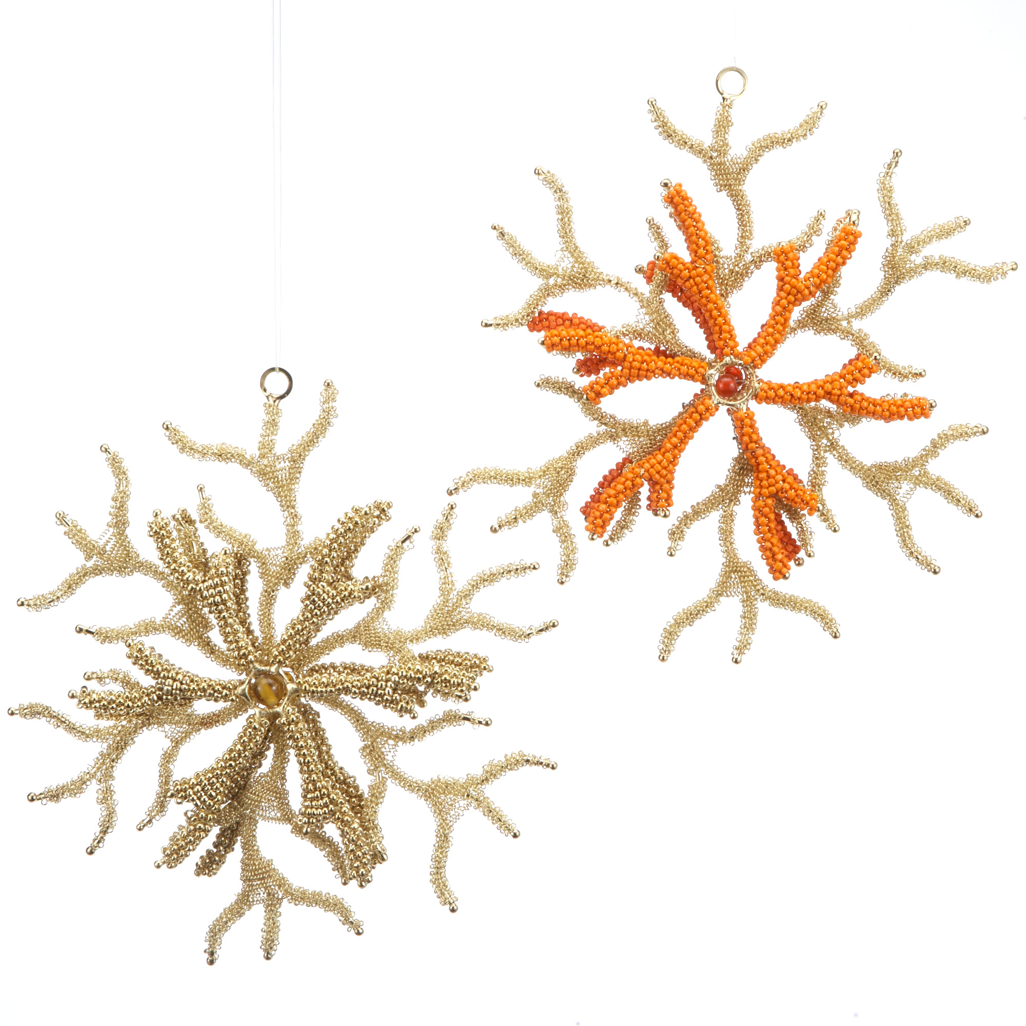 Beaded Coral Christmas Ornaments Gump's