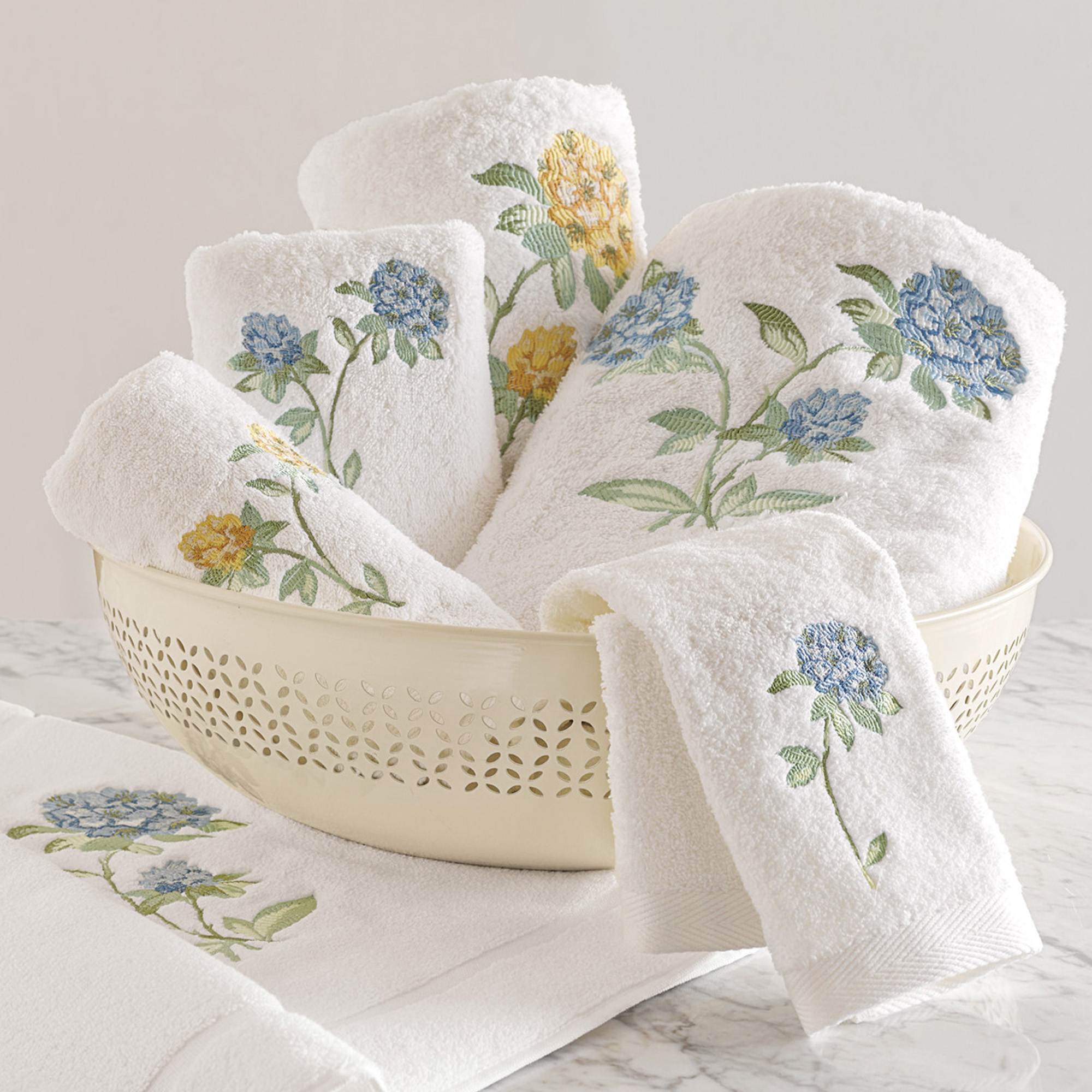 Woodside Floral Embroidered Towels | Gump's