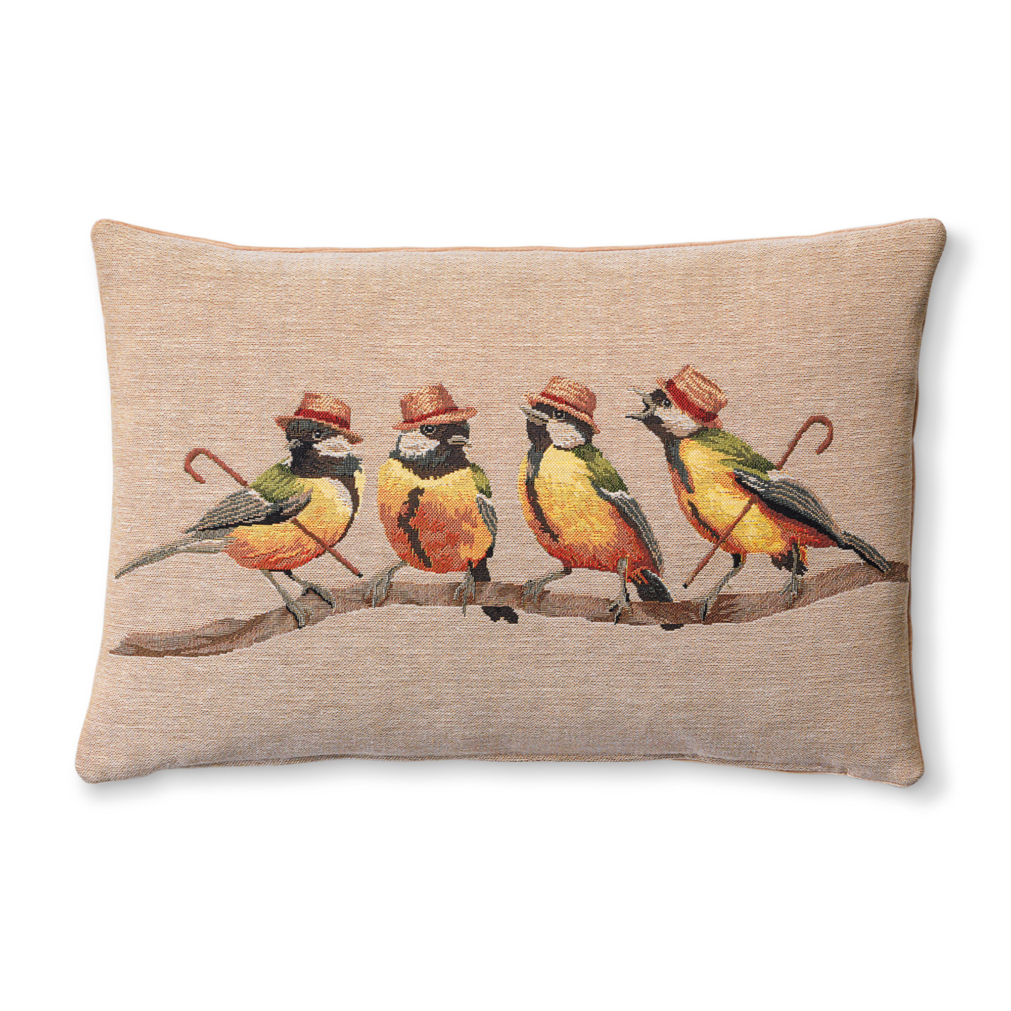 Bird Quartet Tapestry Pillow Gump's