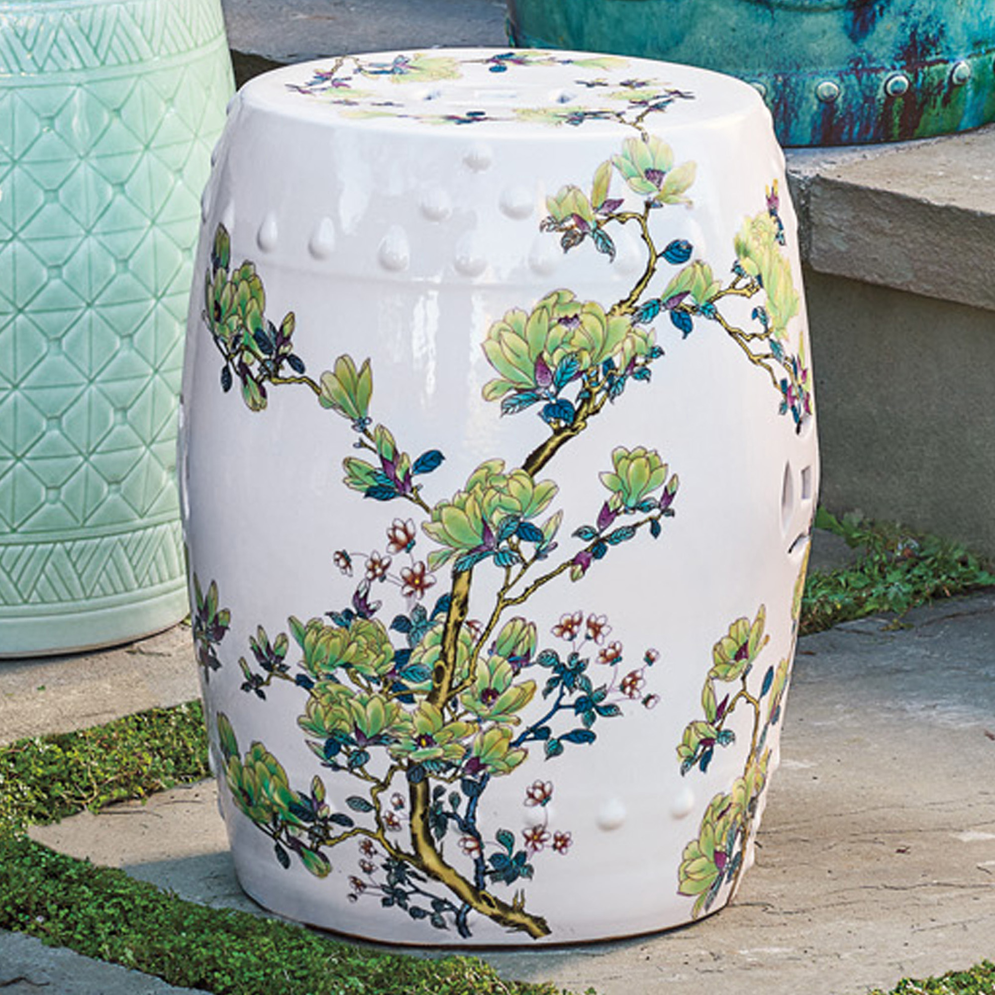 Magnolia Garden Stool, White | Gumps