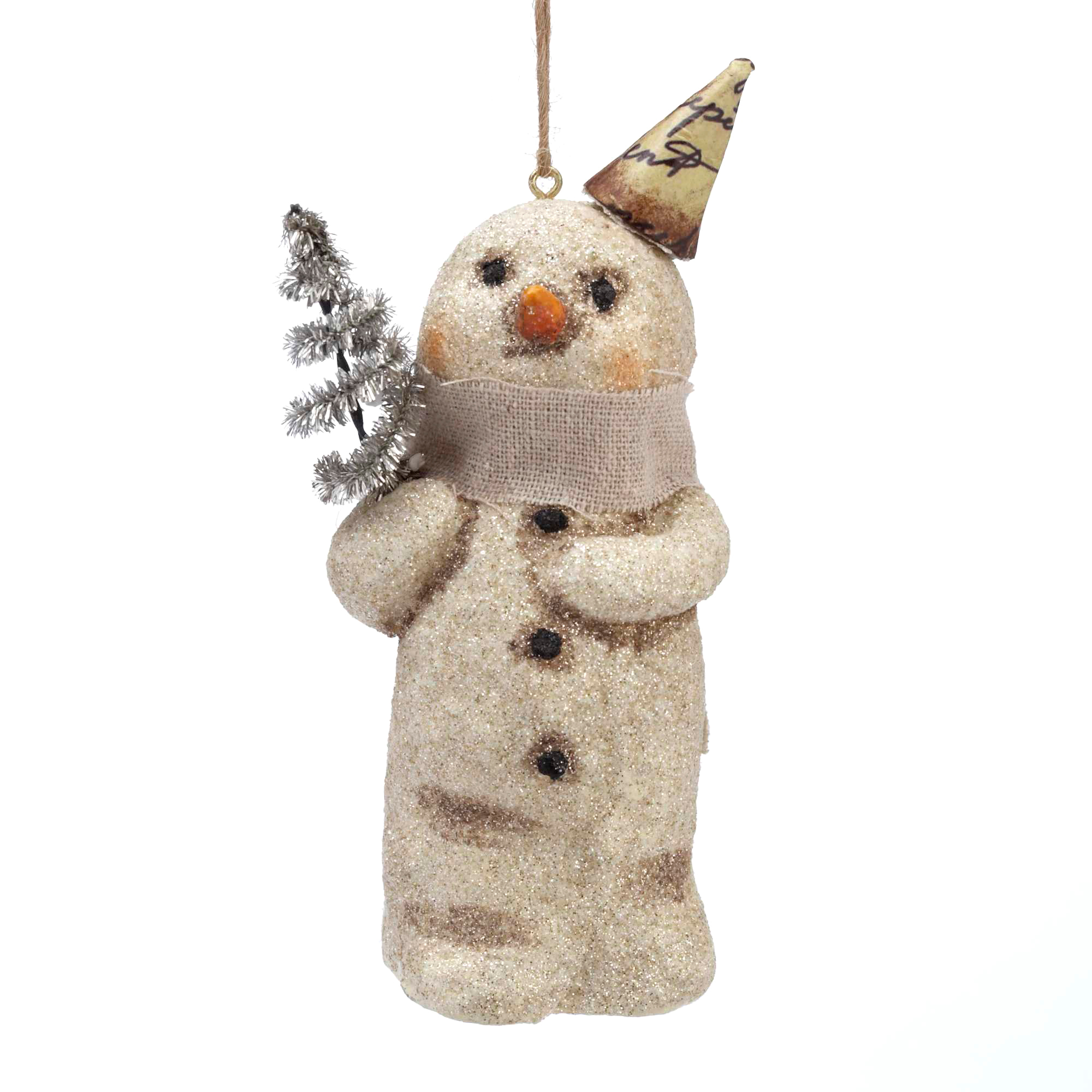 Vintage Snowman With Tree Christmas Ornament | Gump's