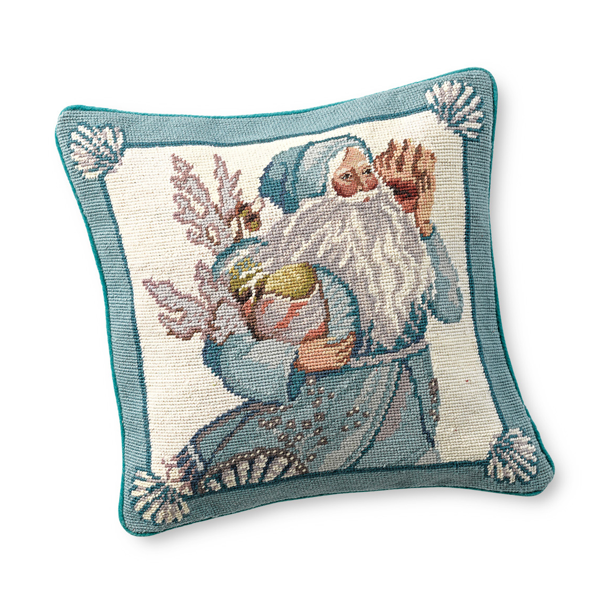 Lynn Haney Needlepoint Santa Pillow Gump's