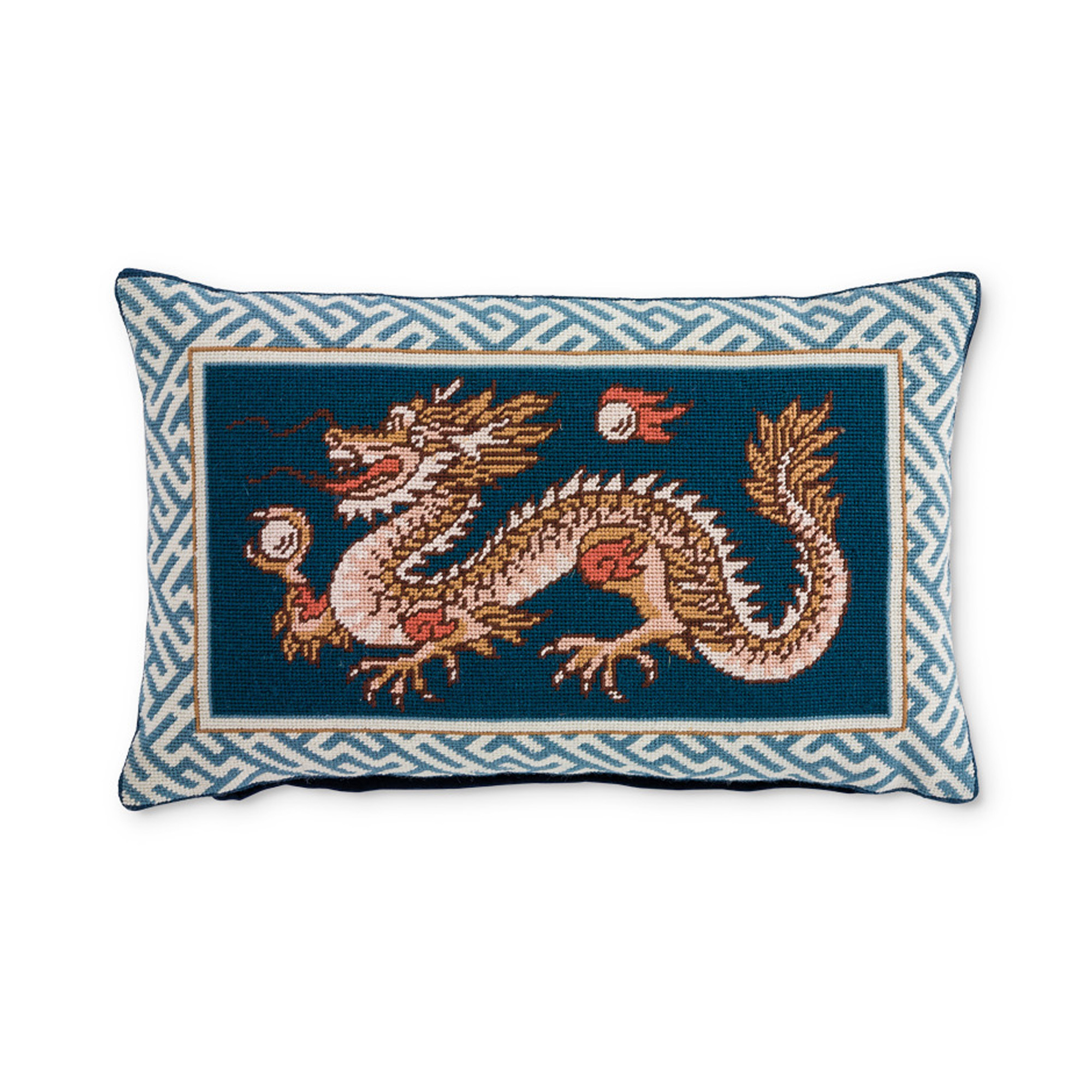 Blue Imperial Dragon Needlepoint Pillow Gump's