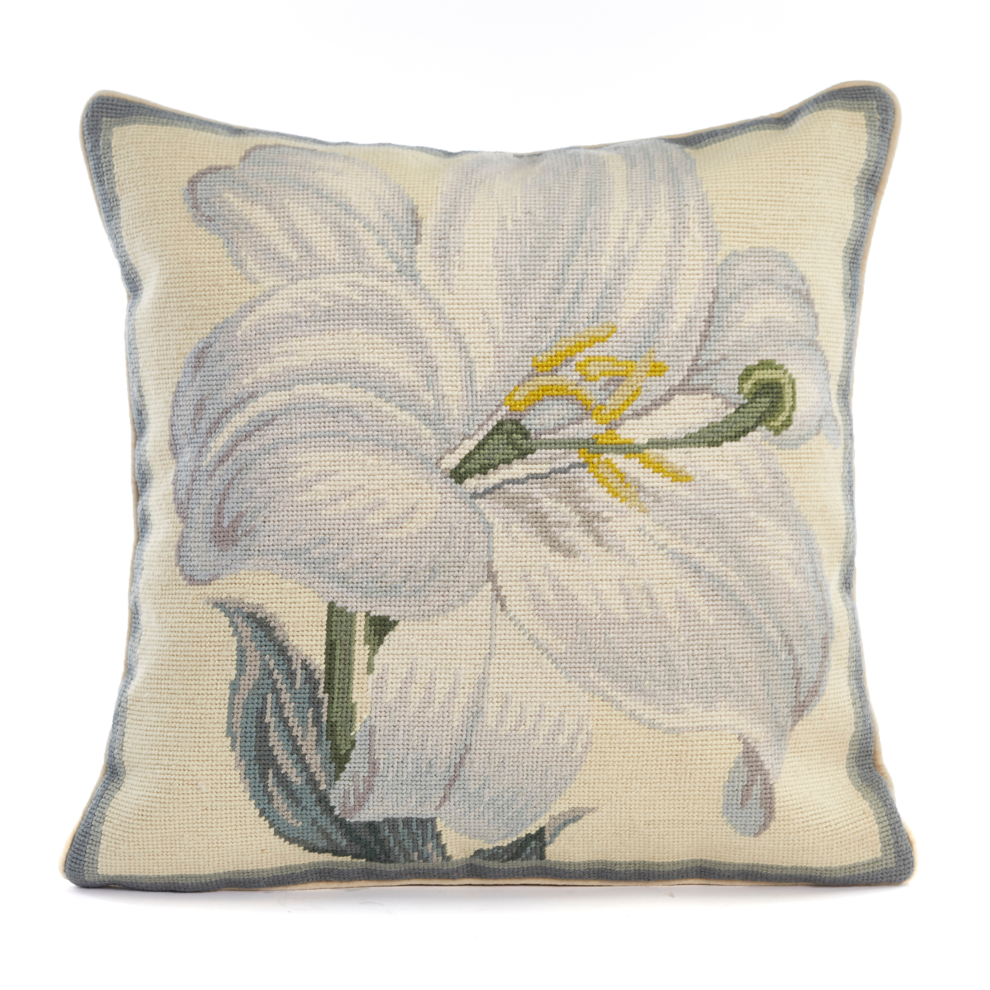 Botanical Needlepoint White Lily Pillow Gump's