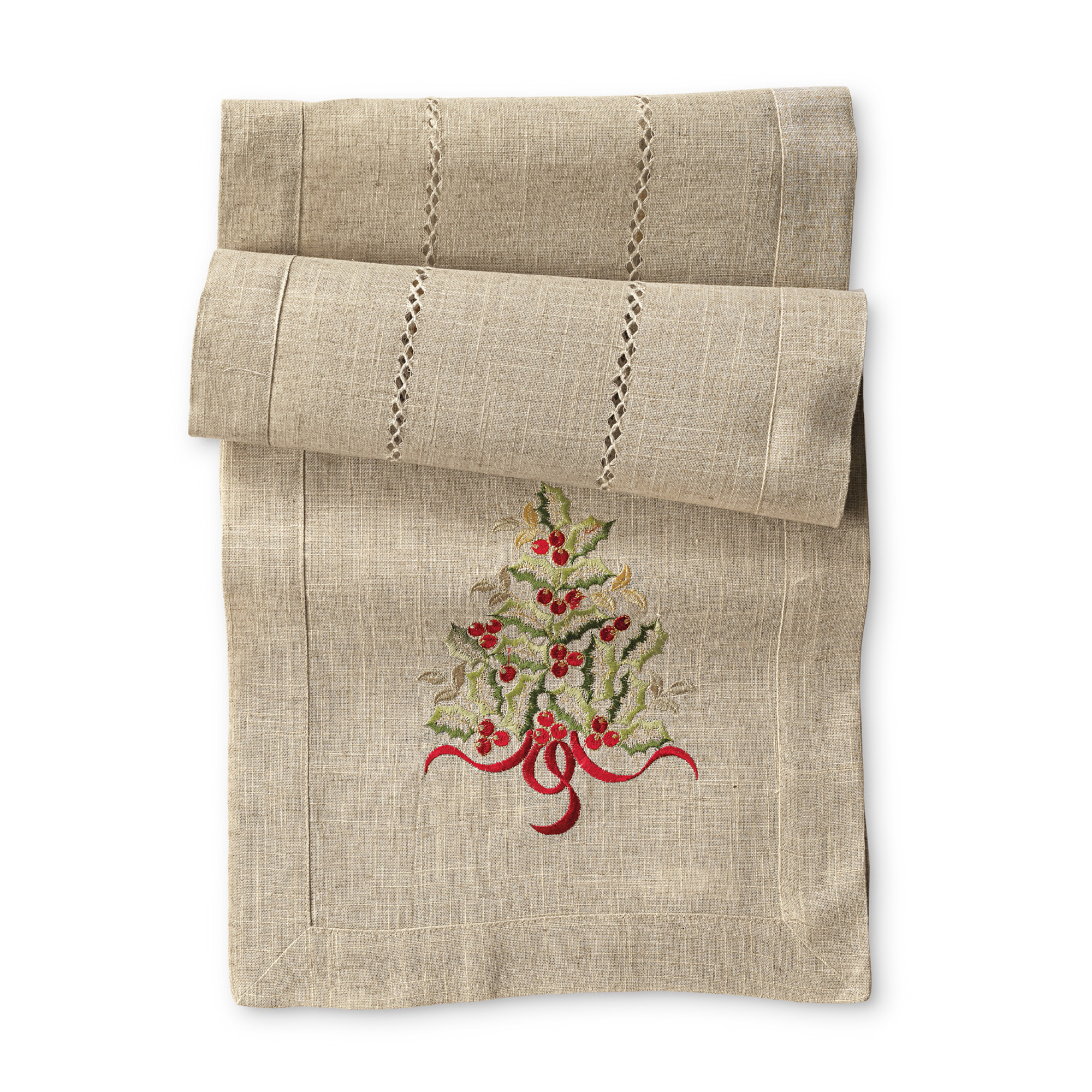 Embroidered christmas tree runner  gumps