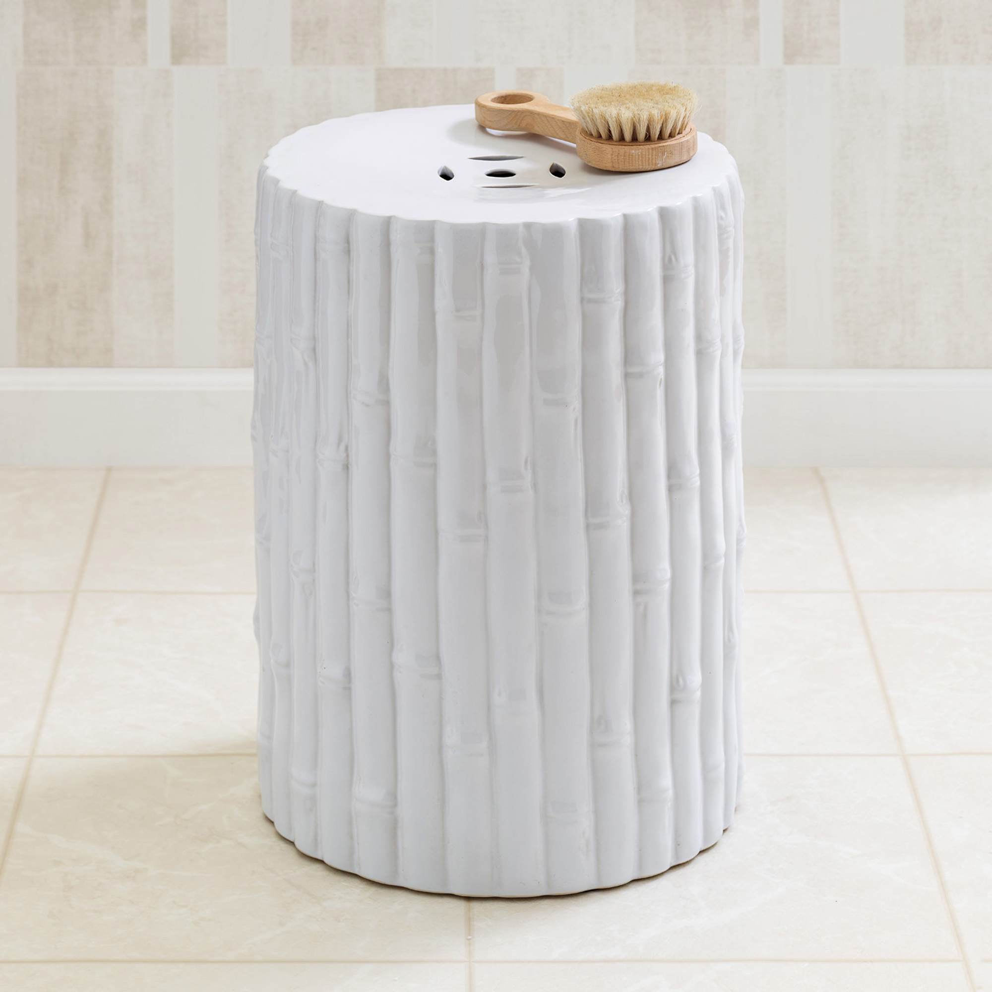 White Bamboo Garden Stool Gump's