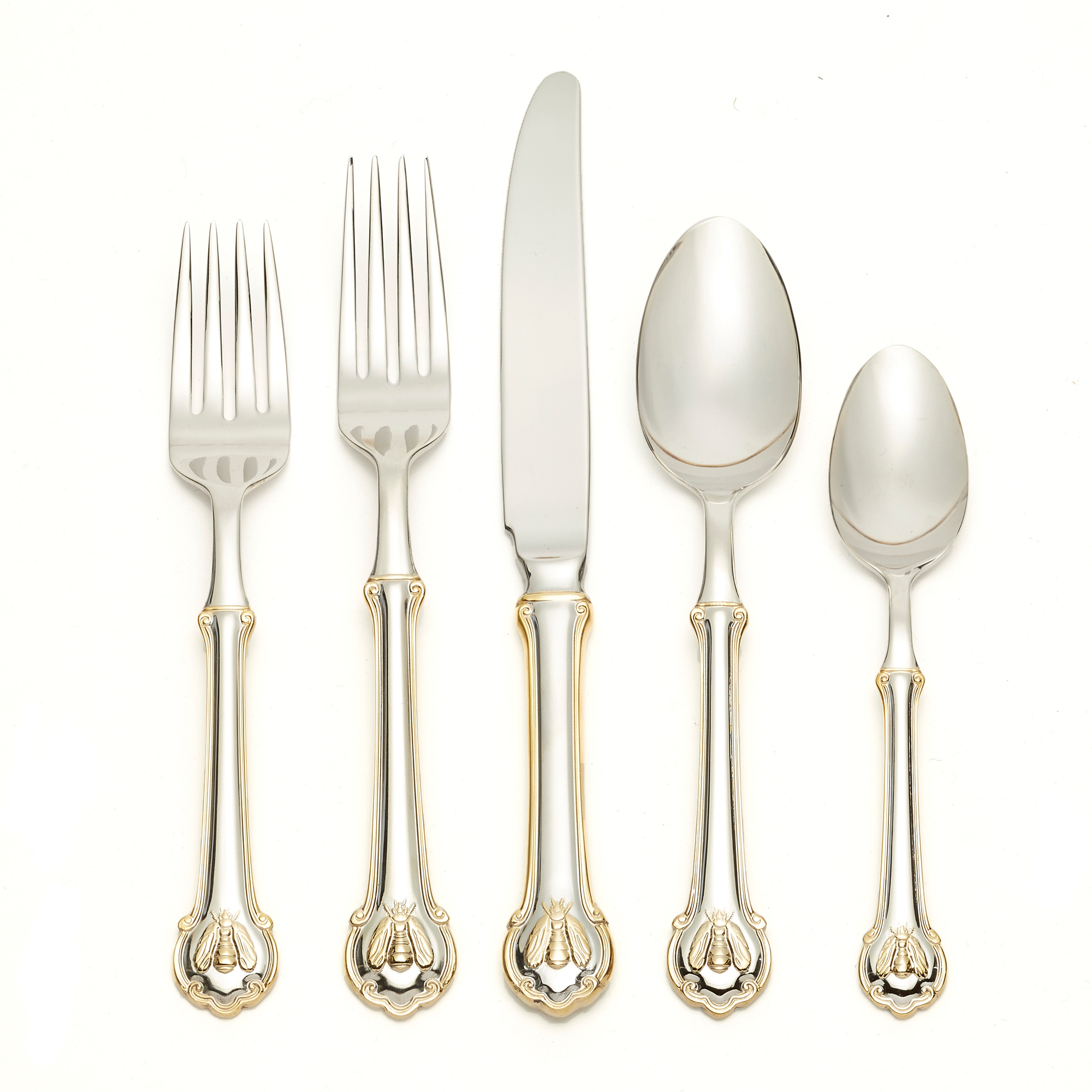 Wallace Napoleon Bee Flatware With Gold Trim Gump's
