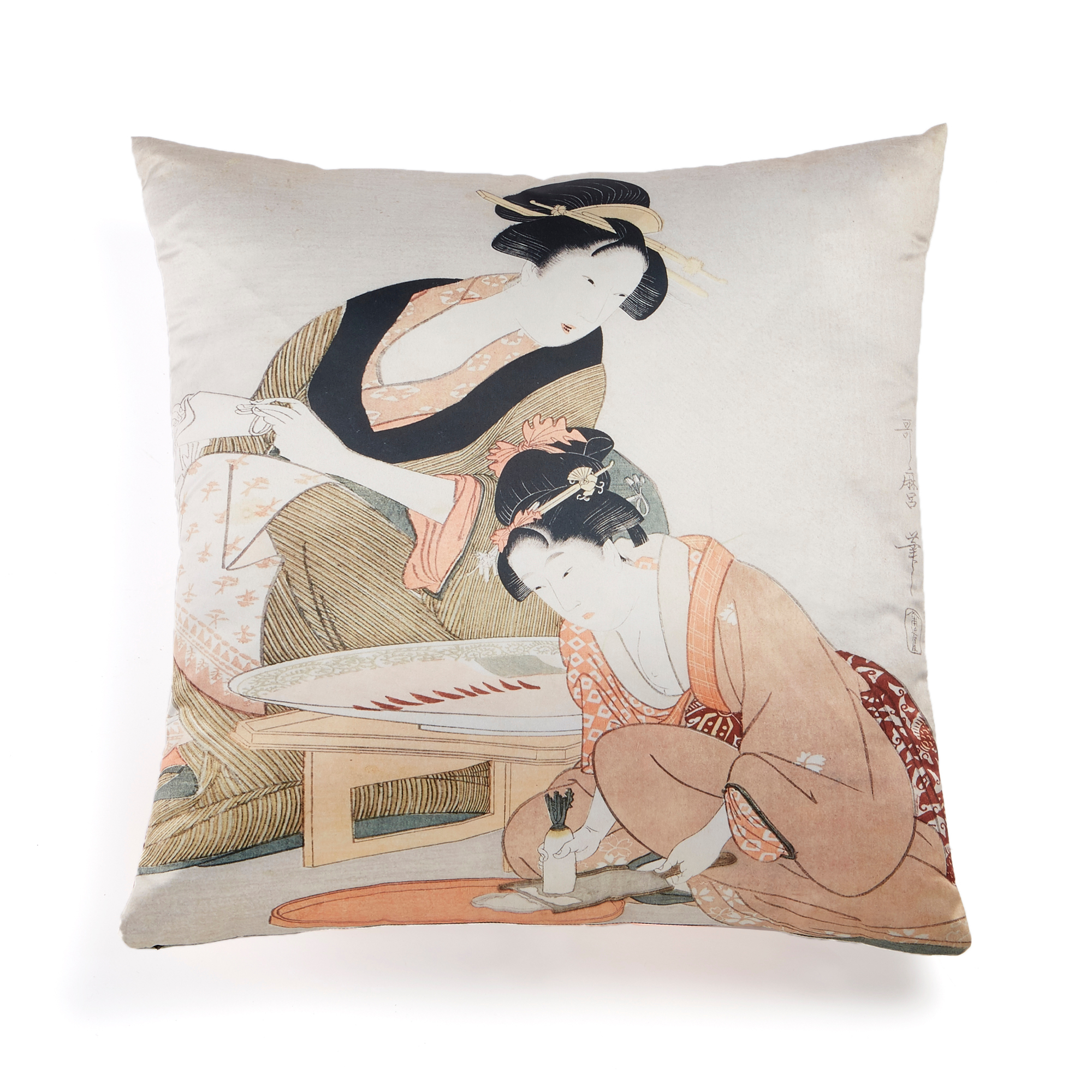 Edo Period 'Geishas In Peach Robes' Pillow Gump's