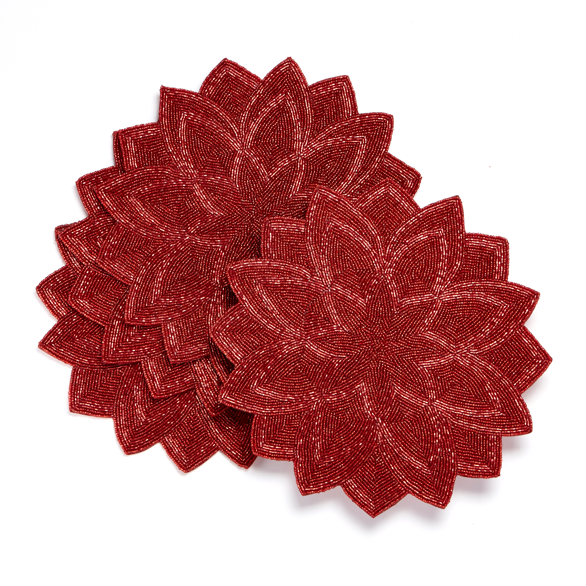 Red Beaded Placemats, Set Of 4 Gump's