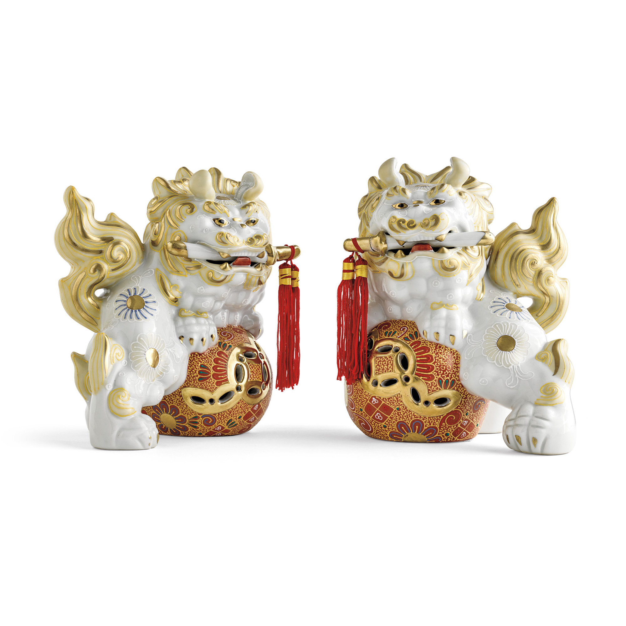 White & Gold Foo Dogs, Set Of 2 | Gump's