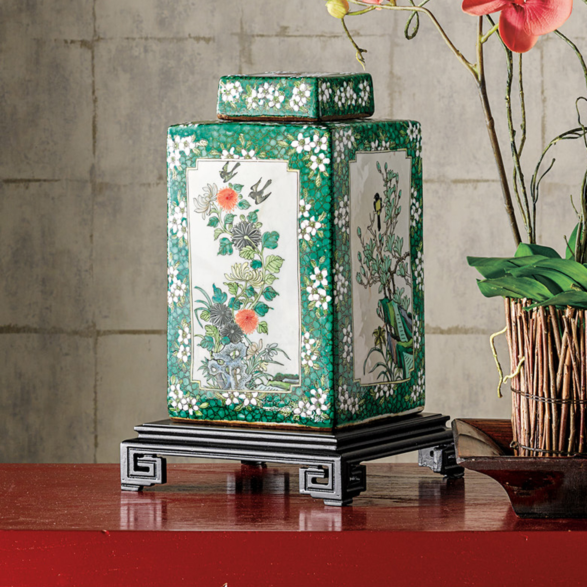 Green Square Tea Jar Gump's