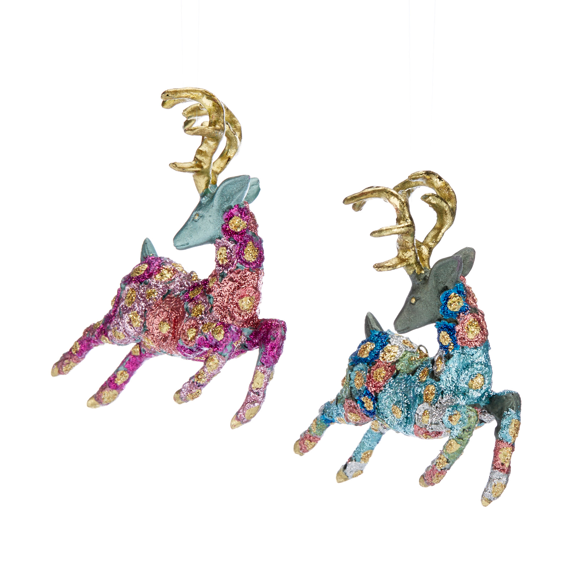 Whimsical Floral Reindeer Ornament Set Gump's