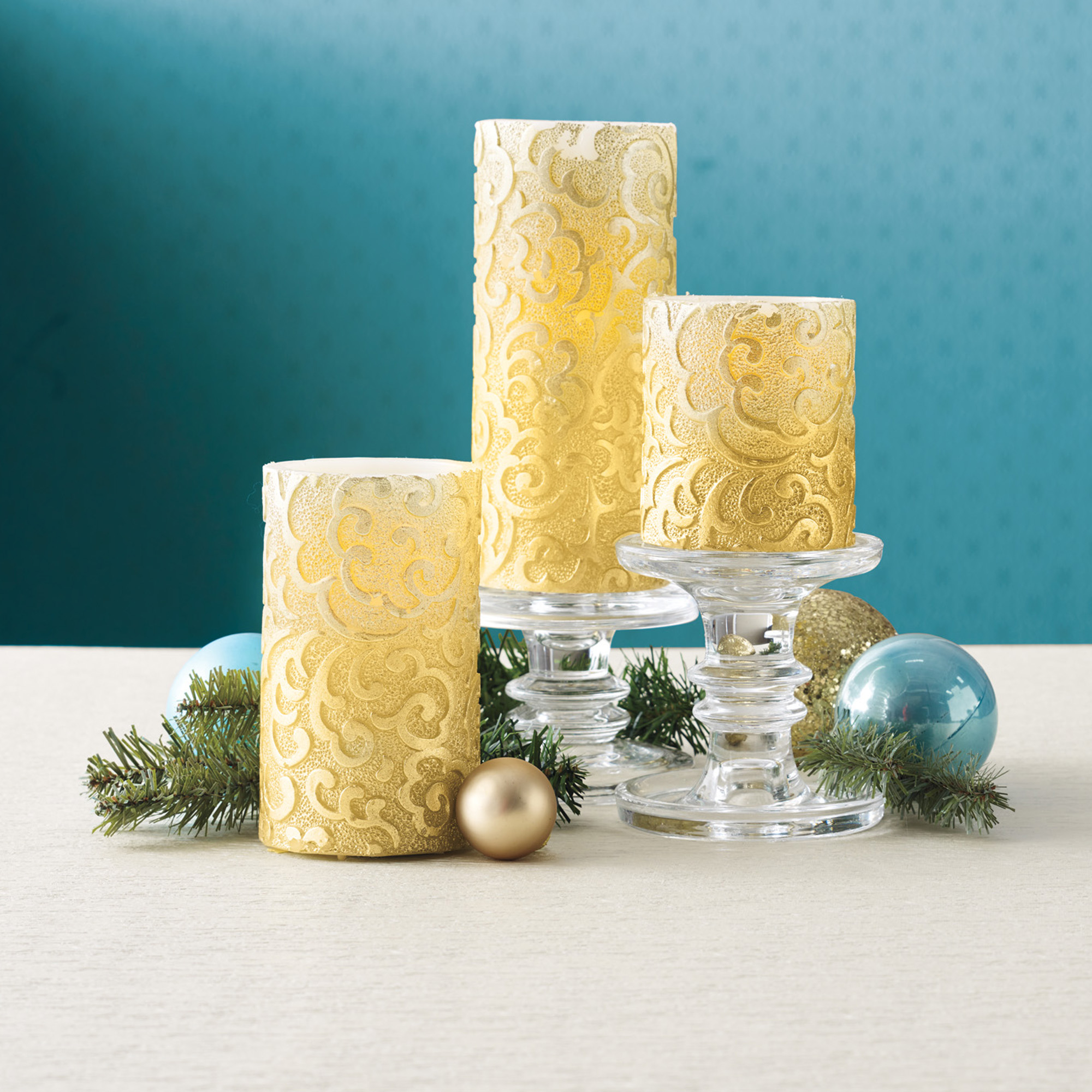 Gold Glitter Flameless Candles Gump's