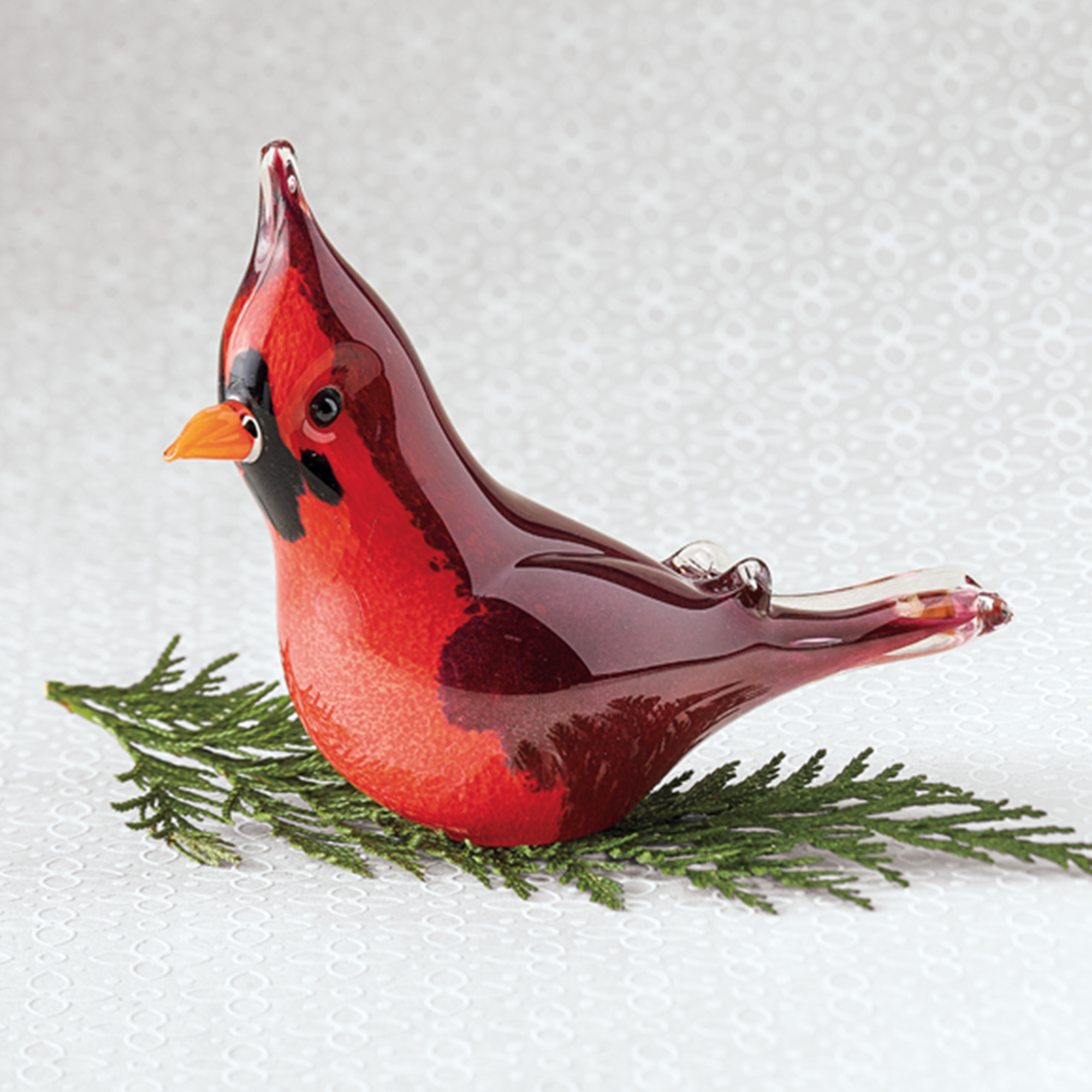 cardinal glass figurine