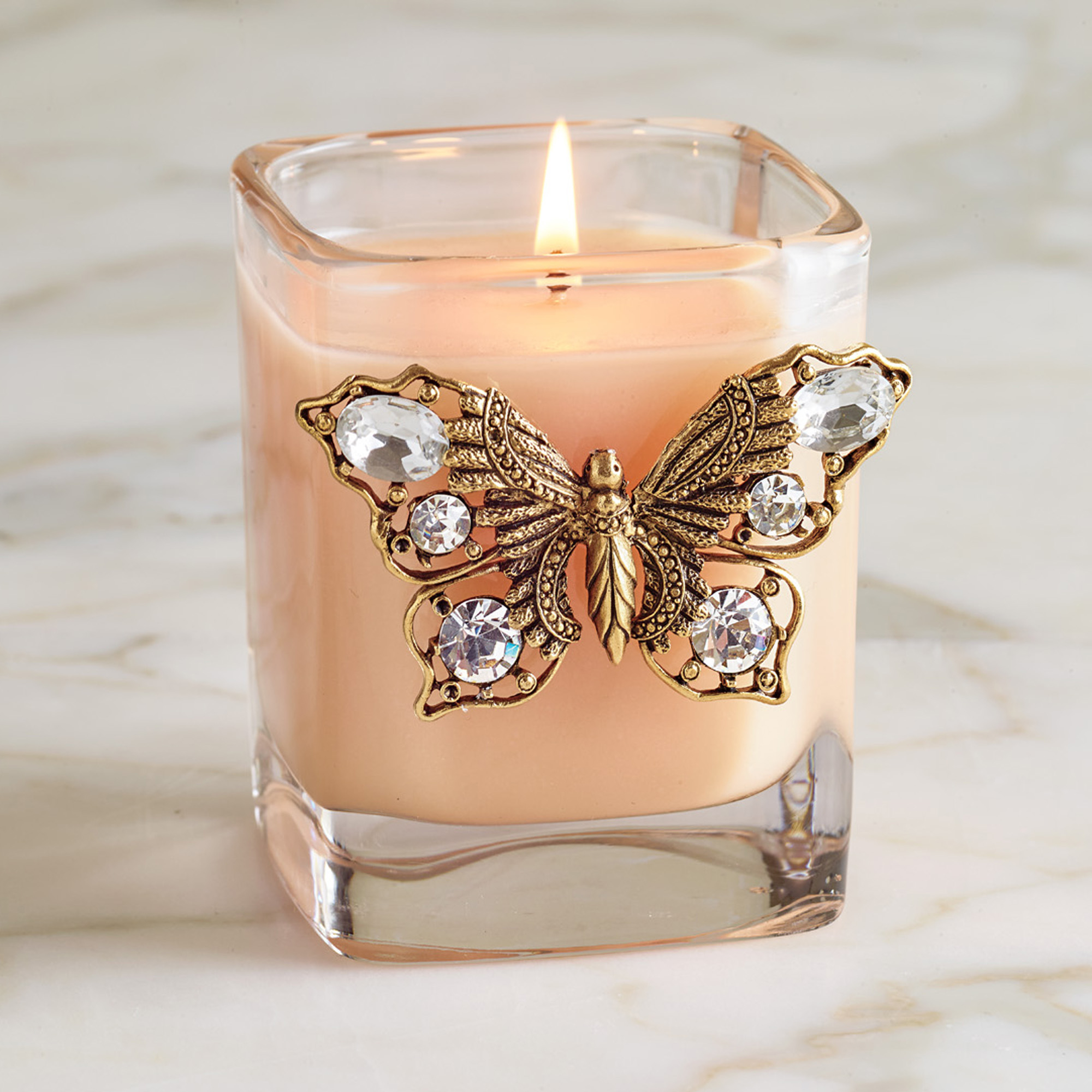 Swarovski Butterfly Peach Candle Gump's