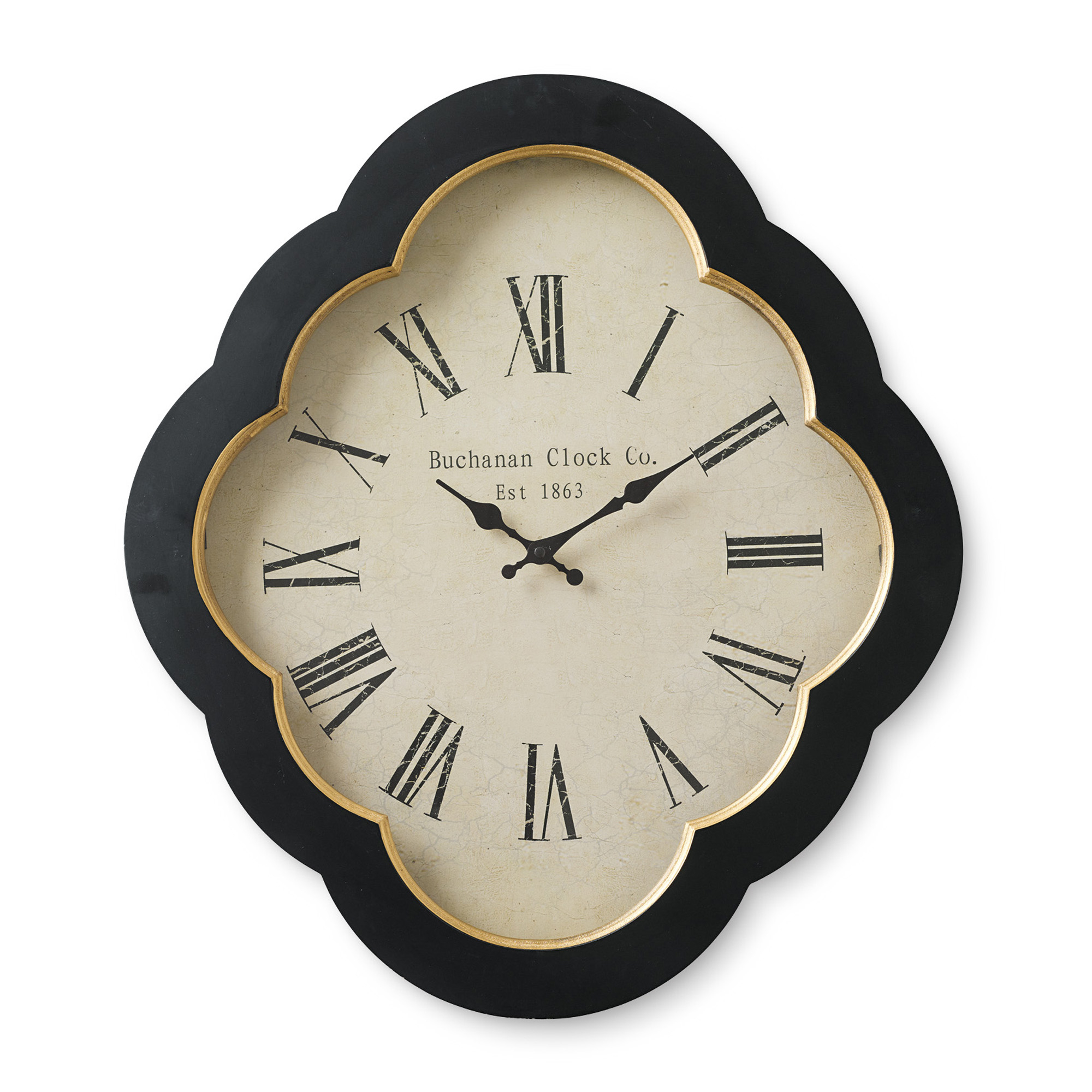 Black Quatrefoil Wall Clock Gump's