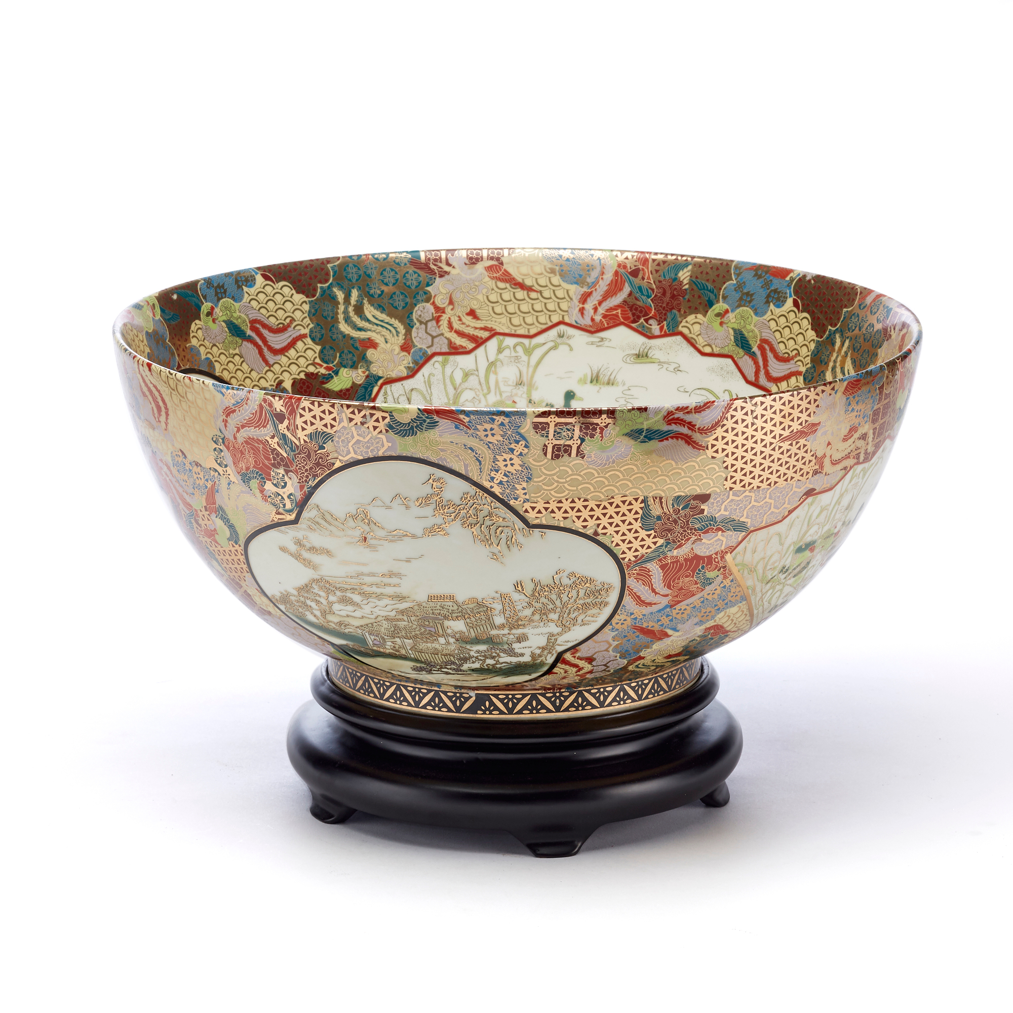 Satsuma Gold Imari Bowl With Stand Gump's