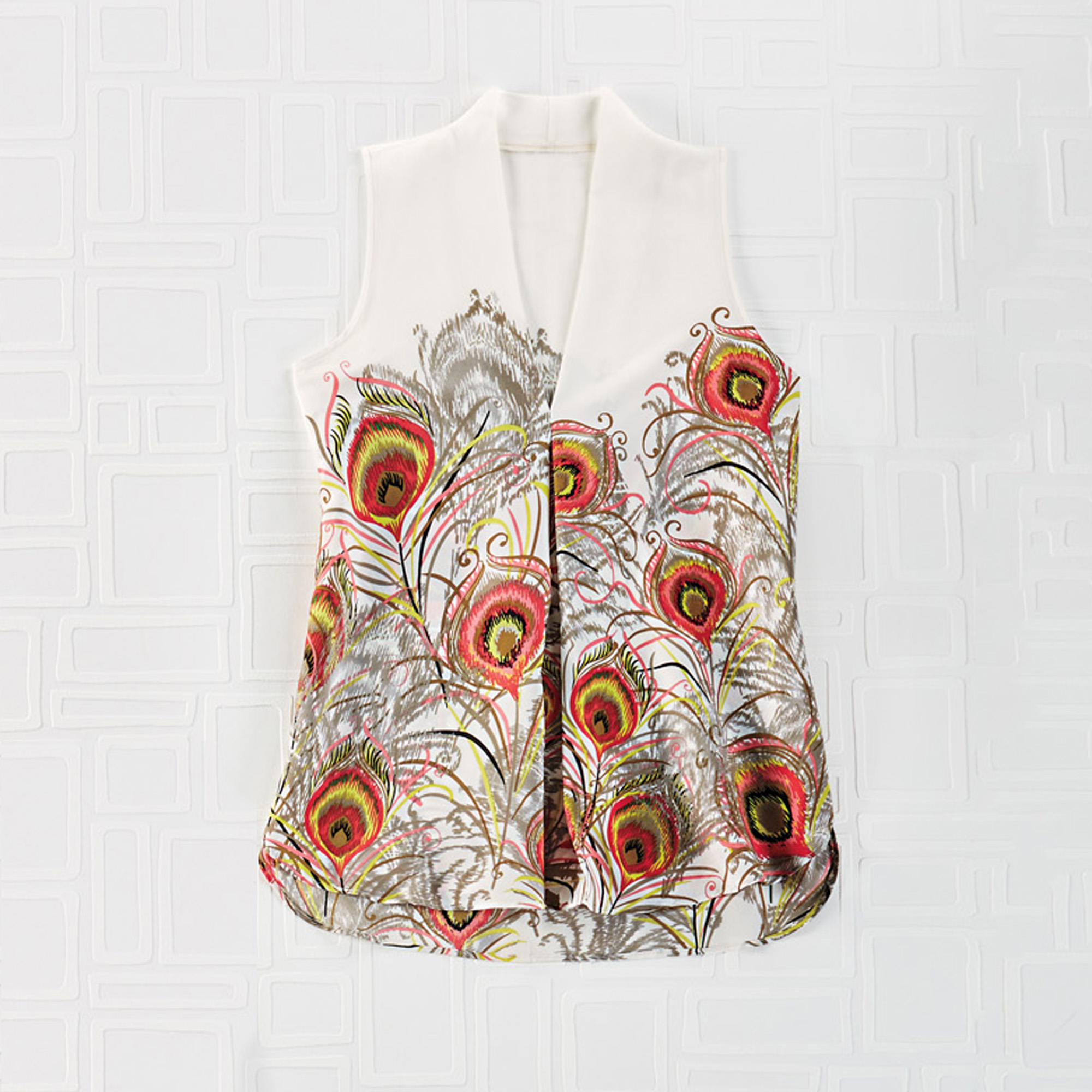 blouse with feather print