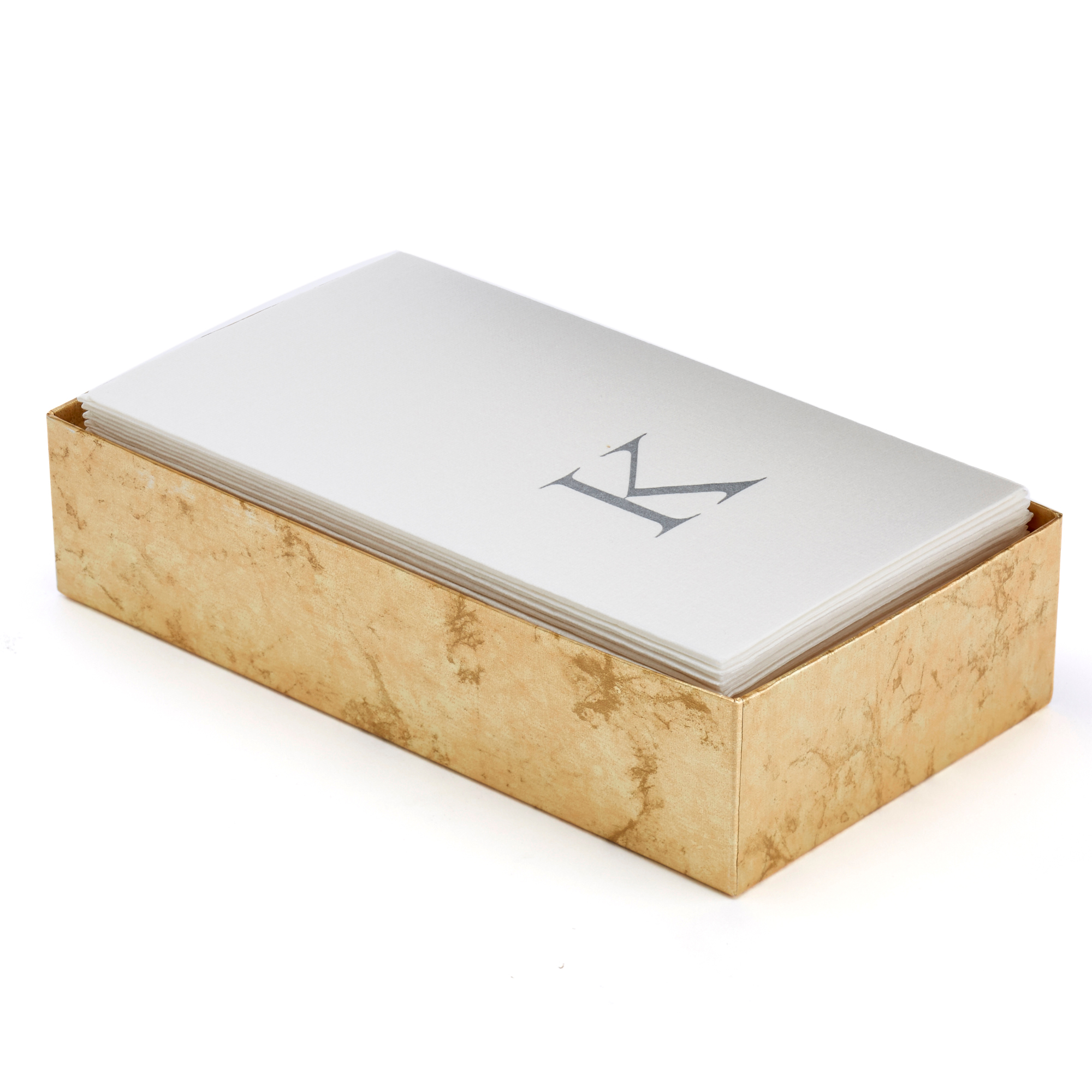 Caspari Guest Towels with Silver Block Initial, Set of 24 Gump's