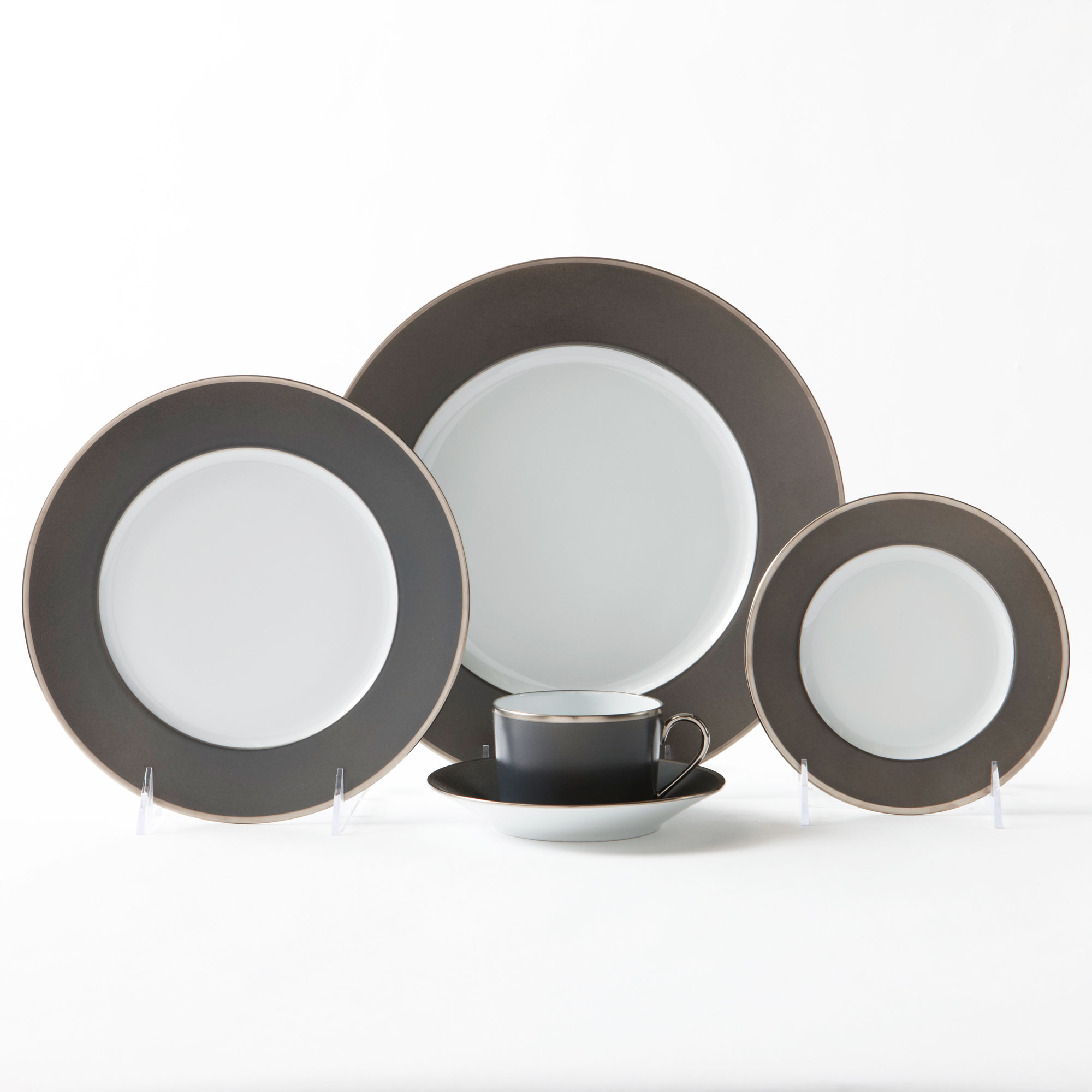 Daum-Haviland Color Block Dinnerware, Gray/Platinum