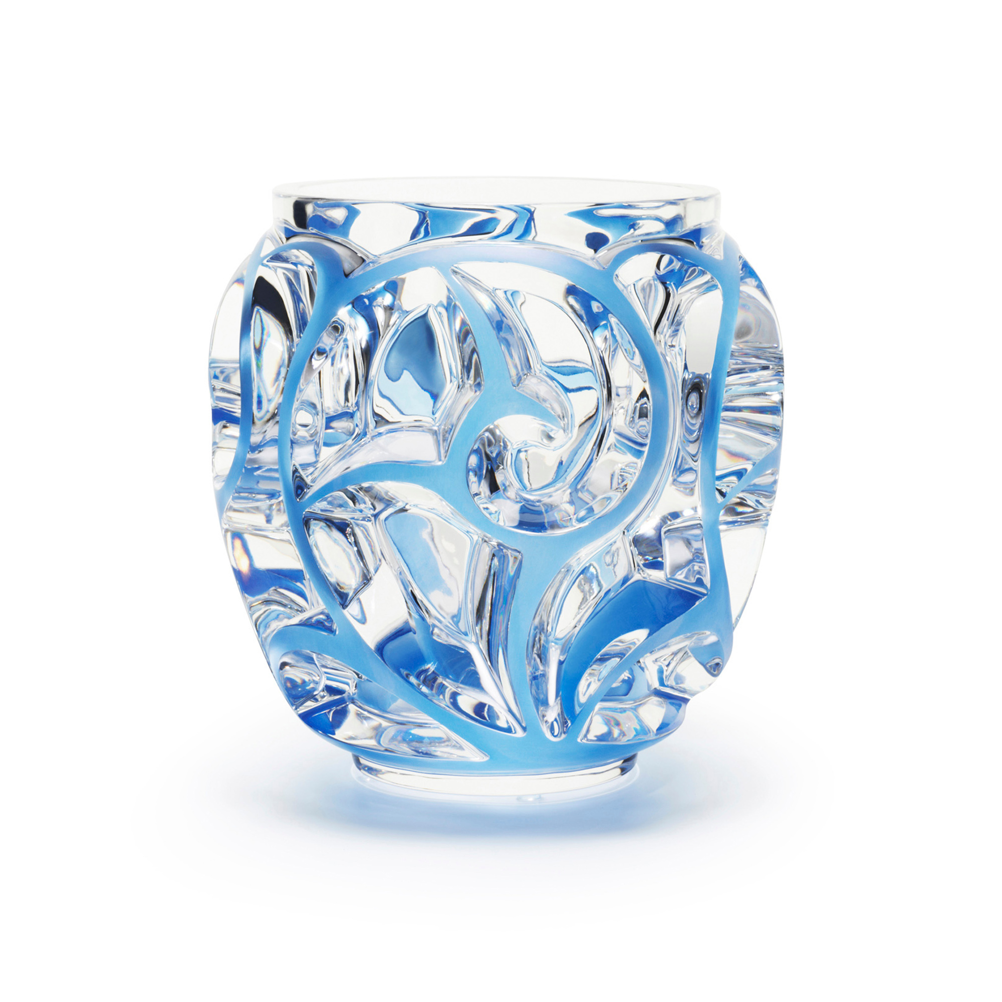 Lalique Tourbillons Vase, Small Blue Gump's