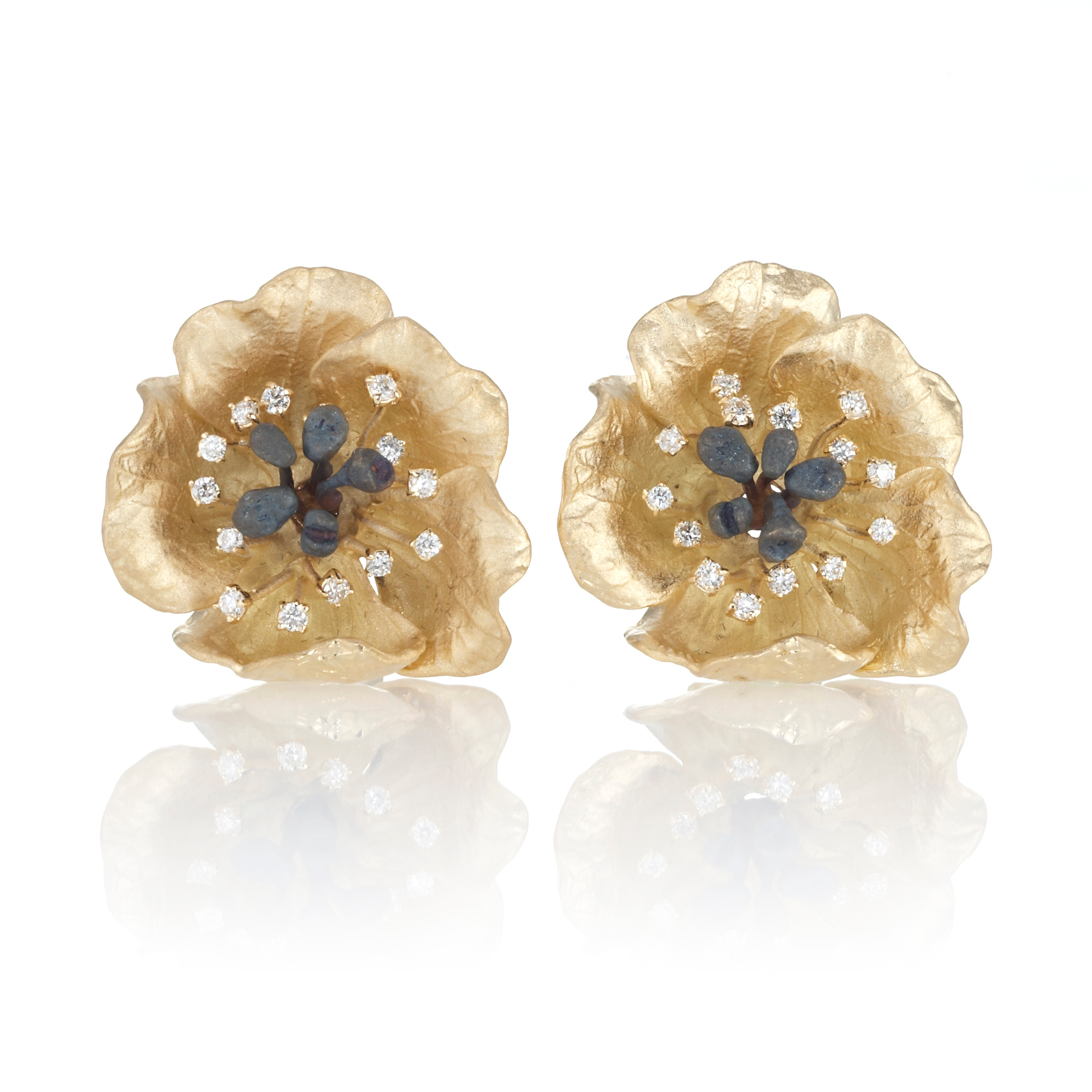 FivePetal Diamond & Gold Flower Earrings Gump's