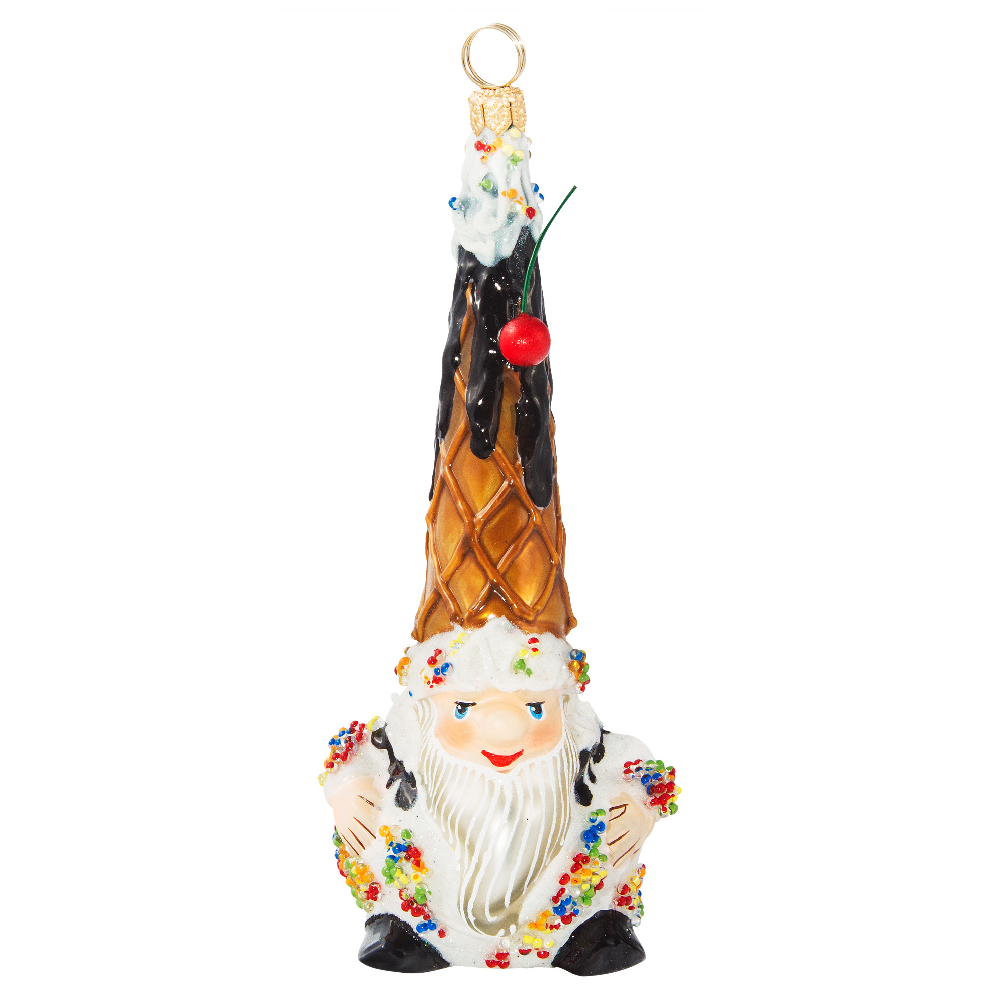 Ice cream cone gnome christmas ornament  gumps