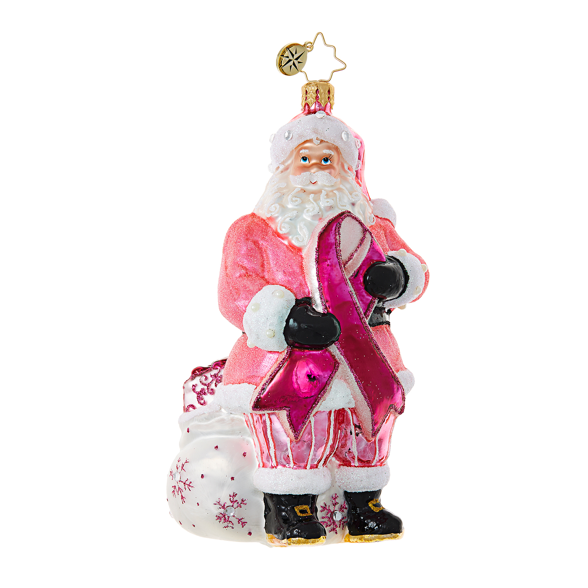 Christopher Radko Breast Cancer Awareness Santa Christmas Ornament | Gump’s